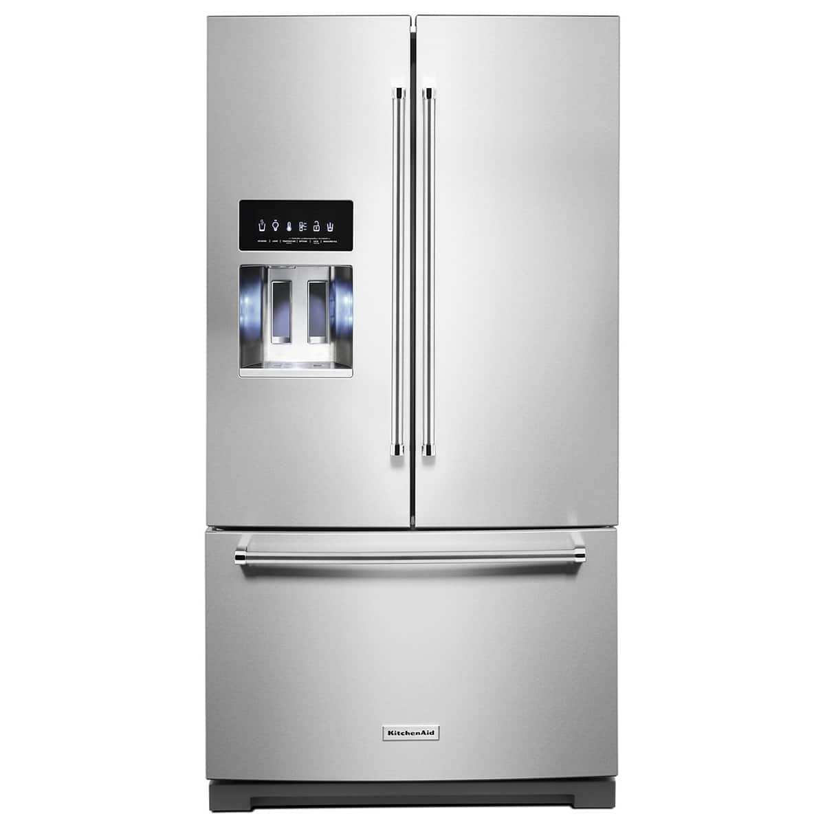 KitchenAid - 26.8 Cu. Ft. Standard-Depth French Door Refrigerator with Exterior Ice and Water Dispenser - Stainless Steel with PrintShieldâ„¢ Finish - Front_Zoom
