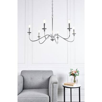 Front. Living District - Rohan 6 lights polished nickel chandelier - Polished Nickel.