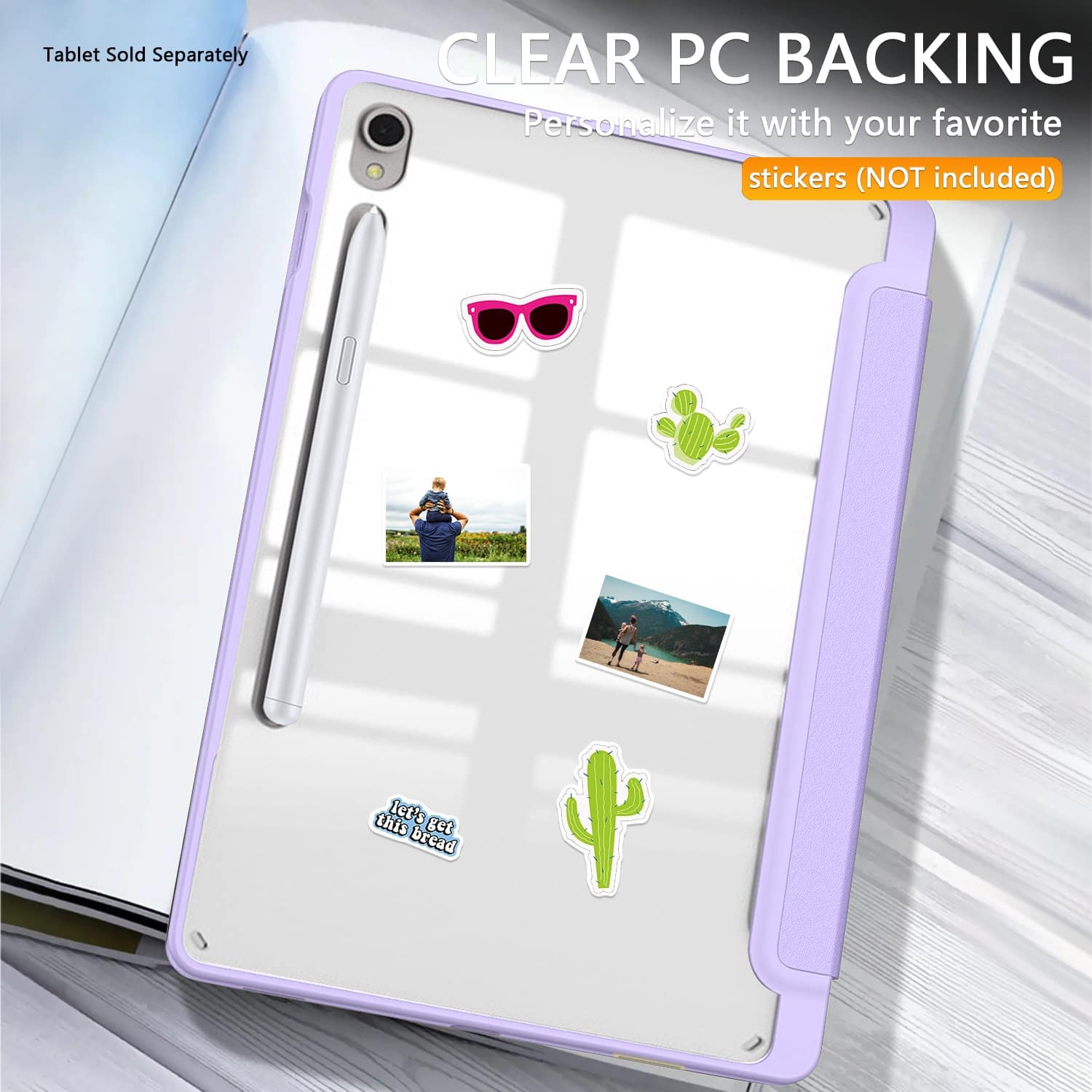 CLEAR PC BACKING, Personalize it with your favorite stickers (NOT included), Tablet Sold Separately, Let's get this bread