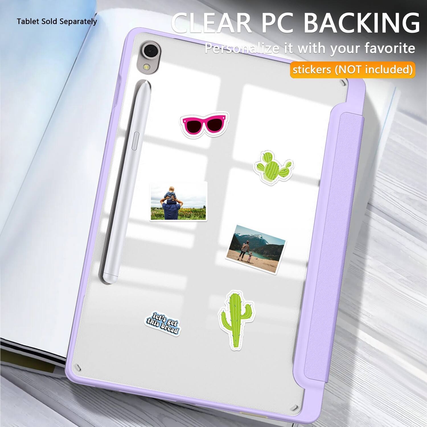 CLEAR PC BACKING, Personalize it with your favorite stickers (NOT included), Tablet Sold Separately, Let's get this bread