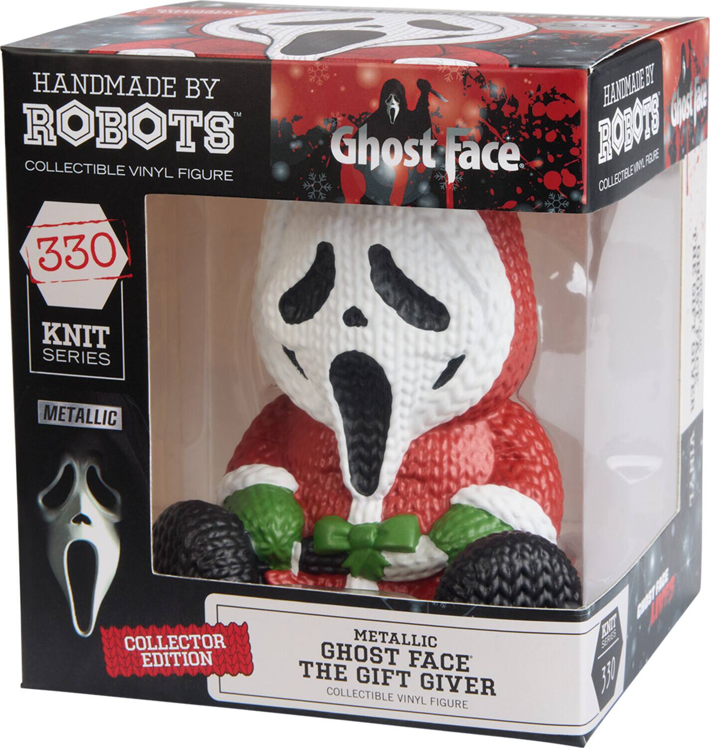 HANDMADE BY ROBOTS  
COLLECTIBLE VINYL FIGURE  

330  
KNIT SERIES  

METALLIC  

COLLECTOR EDITION  

METALLIC GHOST FACE THE GIFT GIVER  
COLLECTIBLE VINYL FIGURE  

Ghost Face