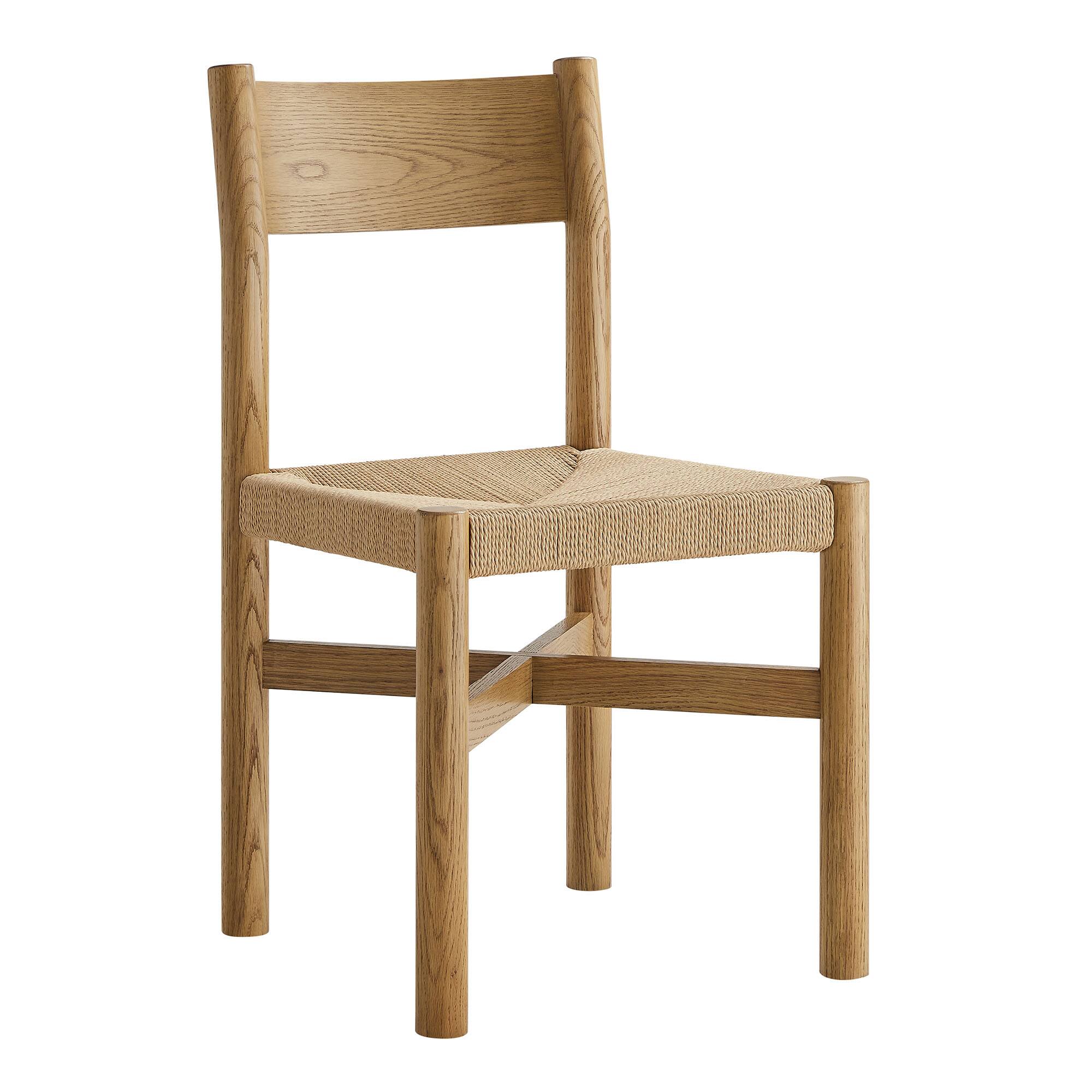 Angle. Modway - Alvia Oak Wood Dining Side Chair With Woven Seat by Modway - Weathered Oak.