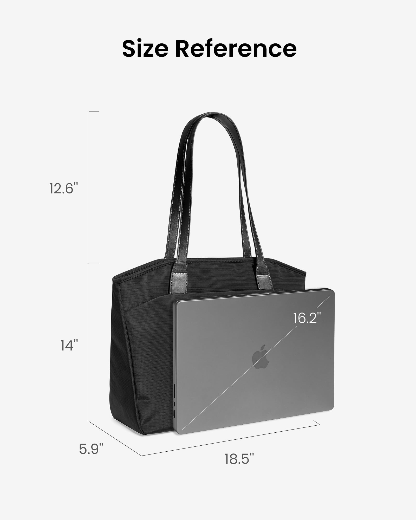 Size Reference: 12.6" 16.2" 14" 5.9" 18.5"
