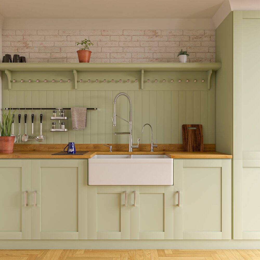 Alt View 6. Alfi - ALFI brand White 32 Decorative Lip Apron Double Bowl Fireclay Farmhouse Kitchen Sink - White.