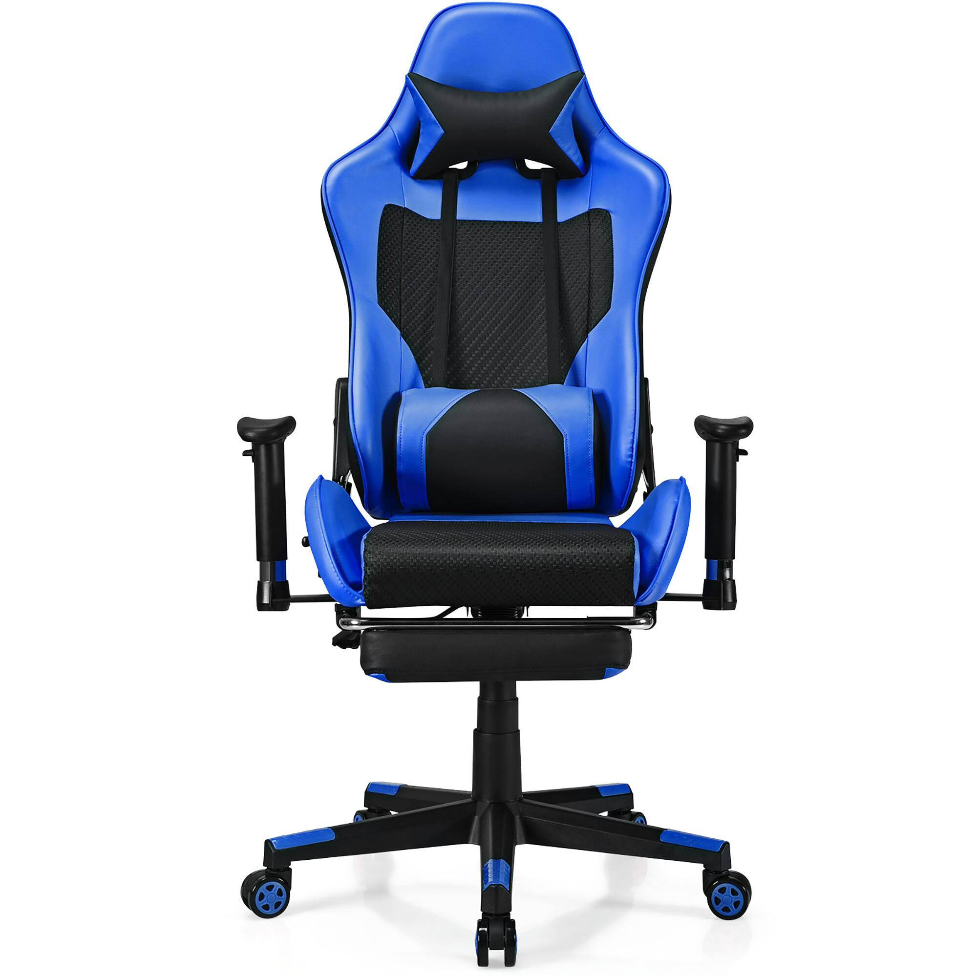 Alt View 18. Costway - Racing Massage Gaming Chair with Footrest - Blue + Black.