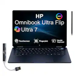 HP - Omnibook Ultra Flip 2-in-1 Laptop 14.0 2.8K Display (Ultra 7-258V, 32GB, 1TB SSD, Win 11 Home) w/USB Hub - Atmospheric Blue
