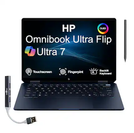 HP OLED Omnibook Ultra Flip Ultra 7 Touchscreen Fingerprint Backlit Keyboard