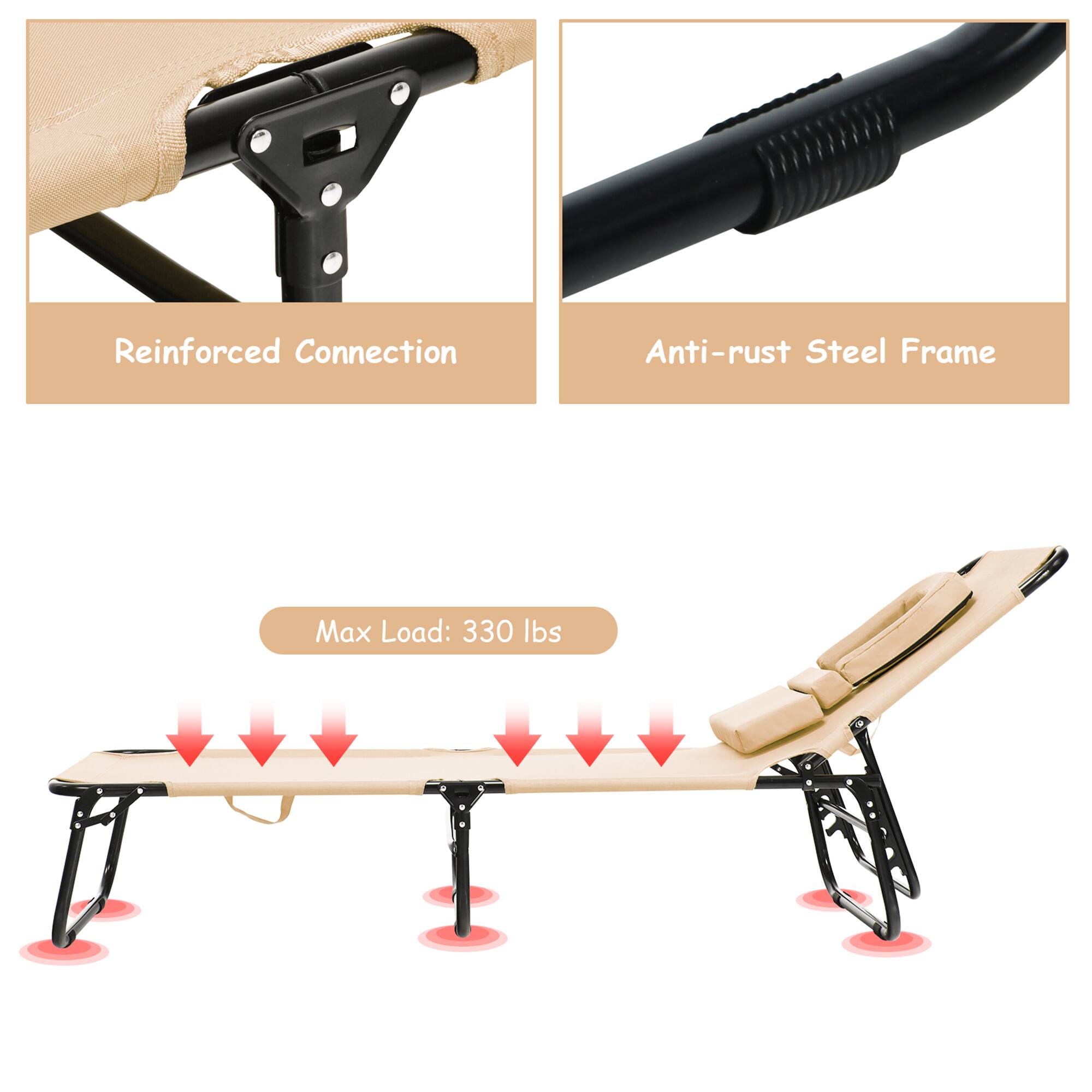 Reinforced Connection  
Anti-rust Steel Frame  
Max Load: 330 lbs