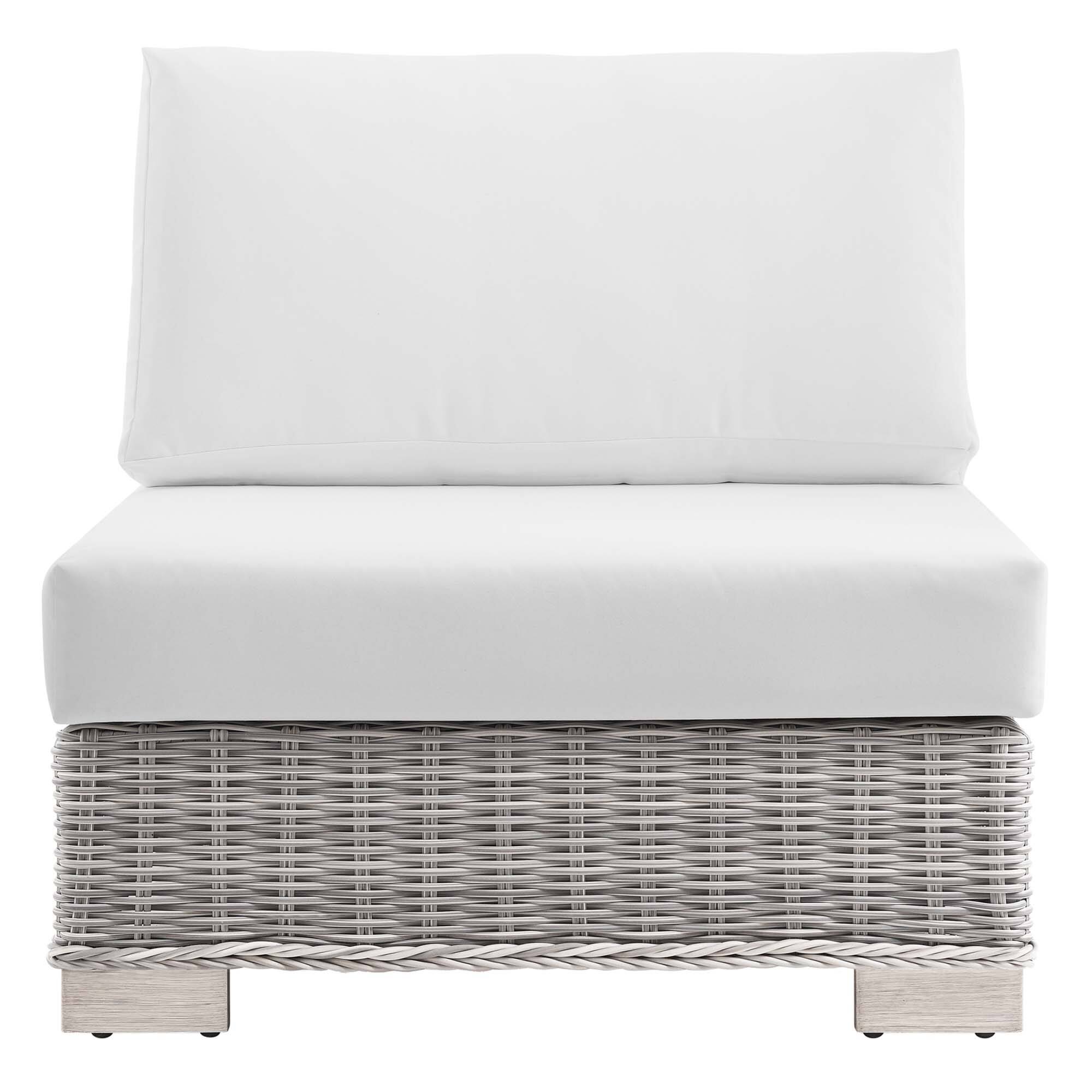 Alt View 3. Modway - Conway Outdoor Patio Wicker Rattan Armless Chair by Modway - Light Gray White.