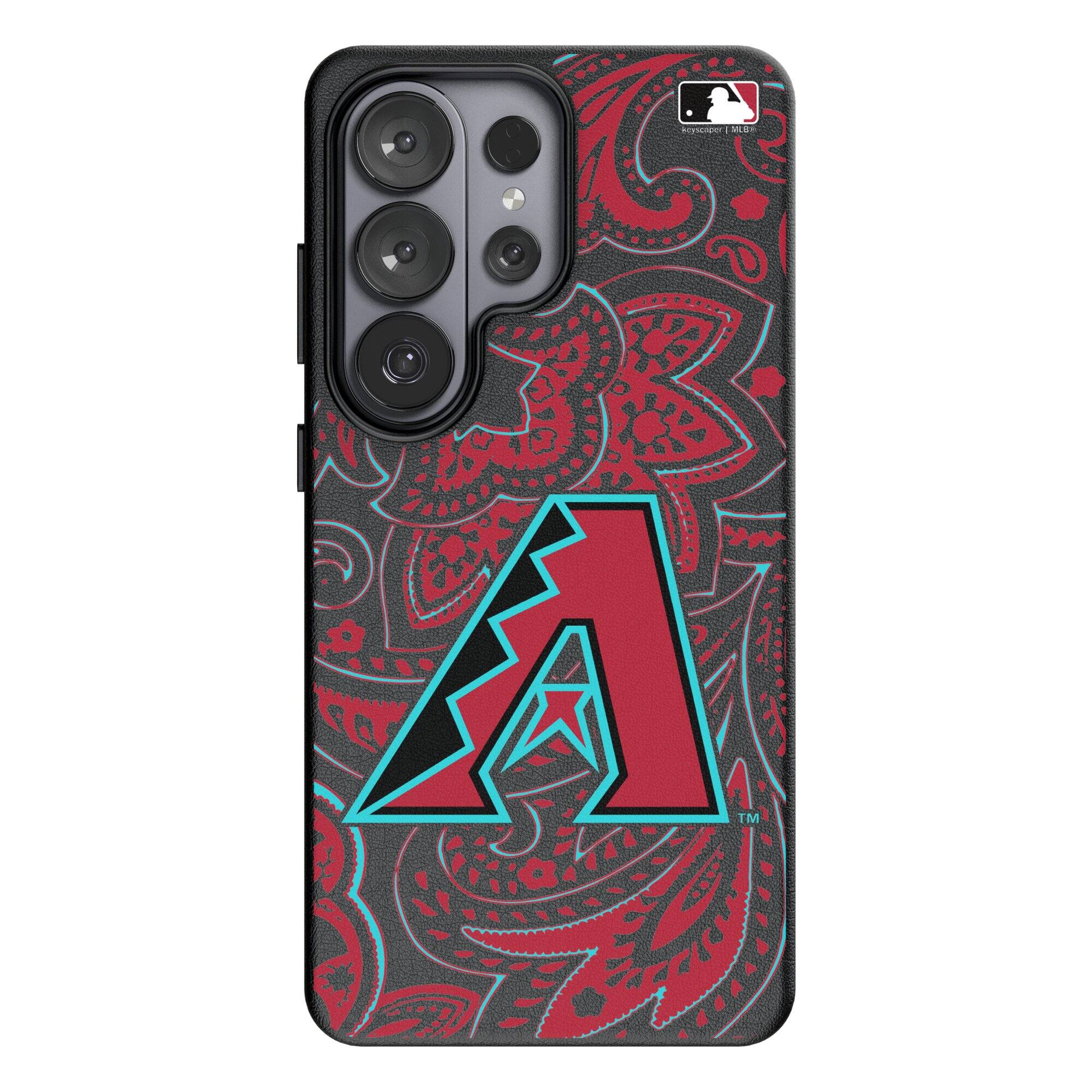 Front. Keyscaper - Arizona Diamondbacks Paisley Galaxy Magnetic Bump Case - S24 Ultra - Black.
