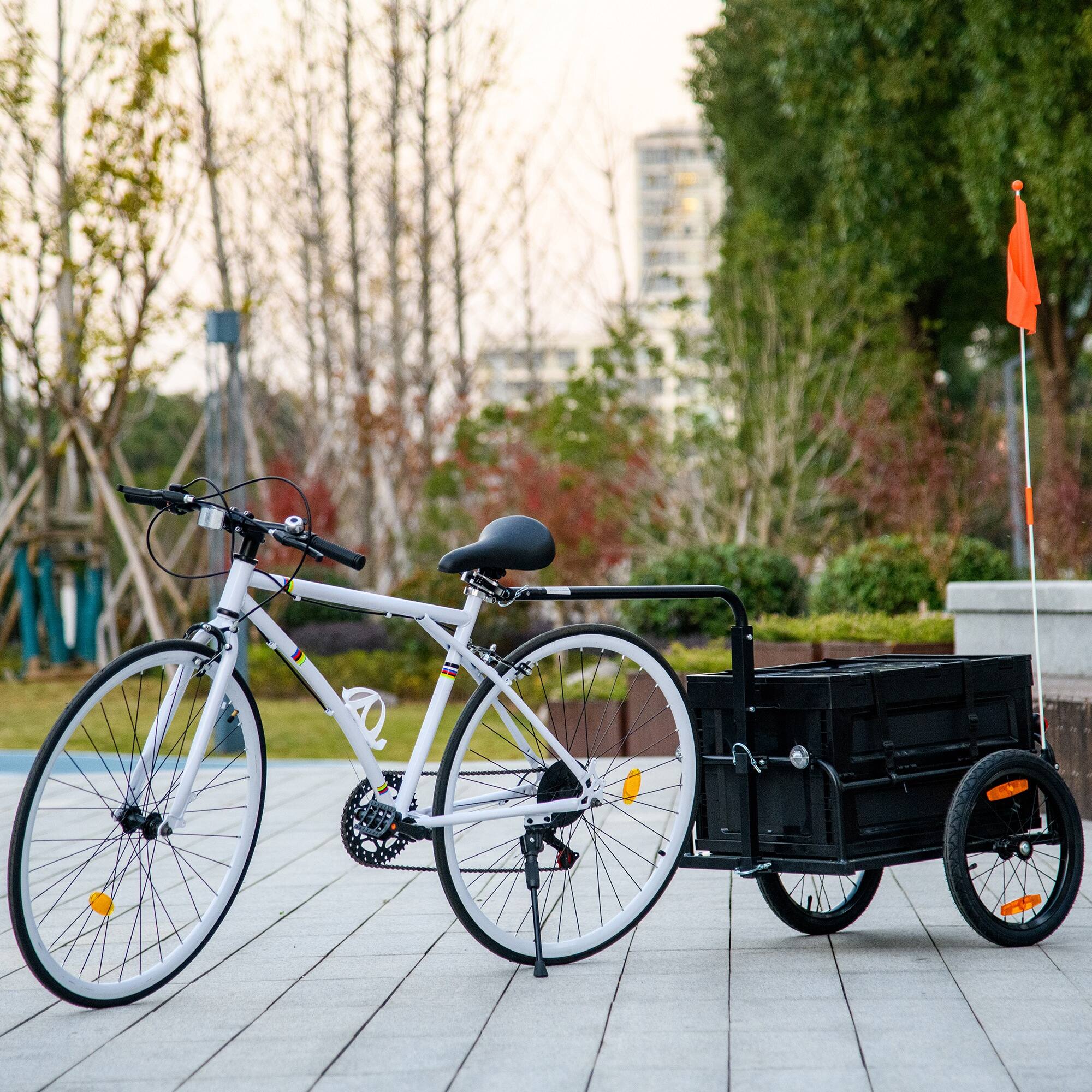 Alt View 1. Aosom - for Bike, Bicycle Cargo Trailer with Removable Storage Box - Black.