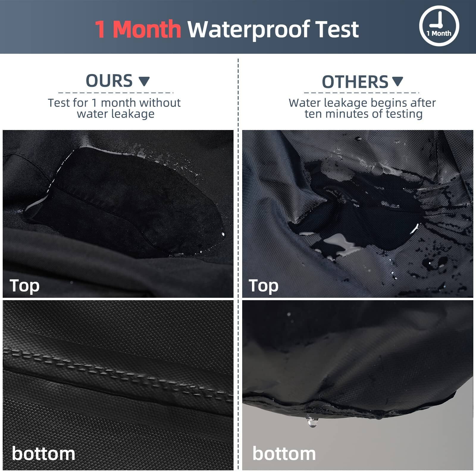 1 Month Waterproof Test

**OURS**
Test for 1 month without water leakage

Top  
bottom

**OTHERS**
Water leakage begins after ten minutes of testing

Top  
bottom