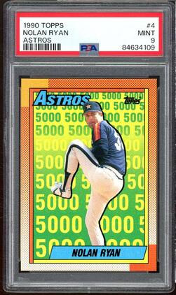 Nolan Ryan Card 1990 Topps #4 PSA 9