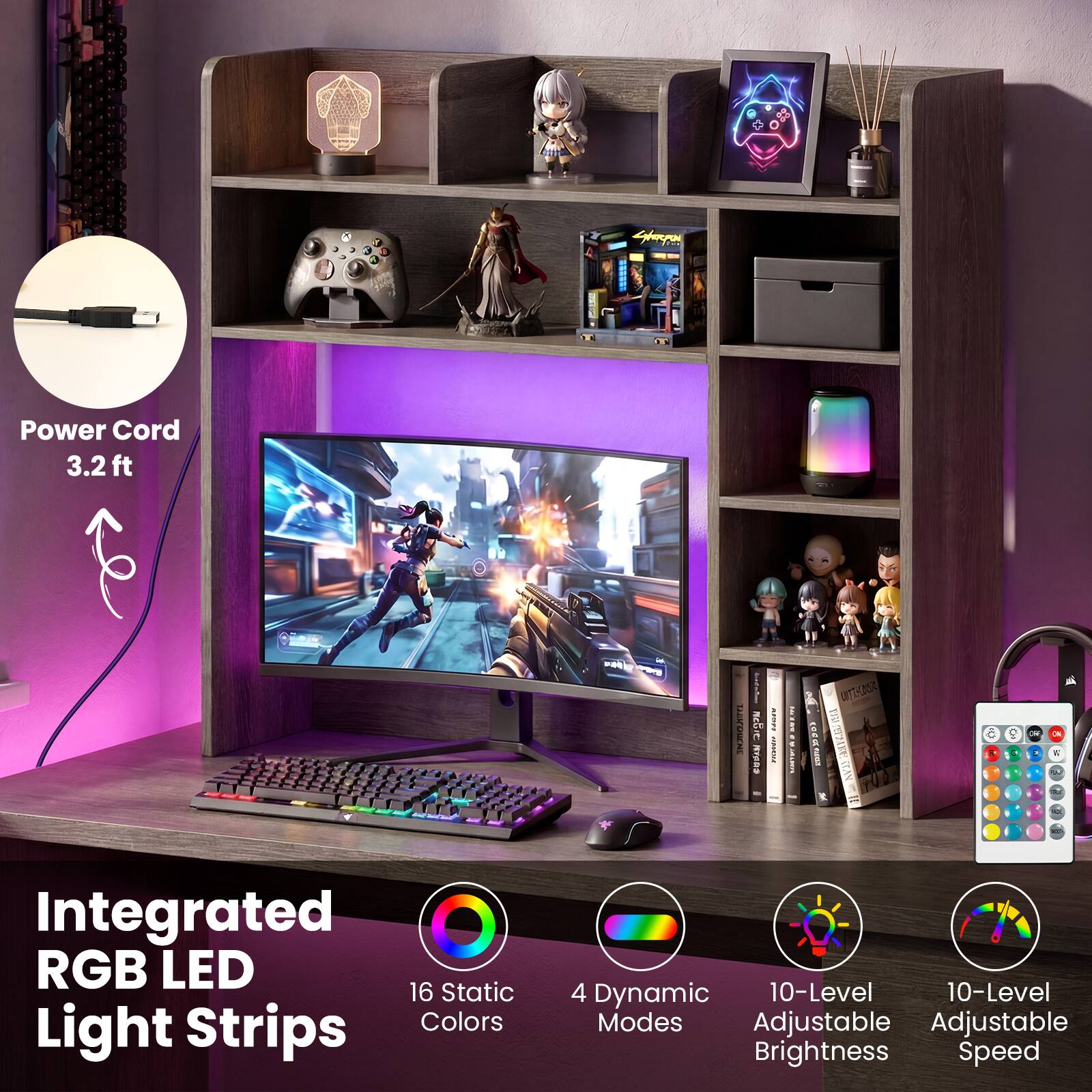 Eperpes Power Cord 3.2 ft

Integrated RGB LED Light Strips
- 16 Static Colors
- 4 Dynamic Modes
- 10-Level Adjustable Brightness
- 10-Level Adjustable Speed