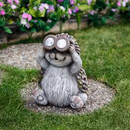 Northlight - Hedgehog with Binoculars Outdoor Solar Lighted Garden Statue - 11.5" - Gray