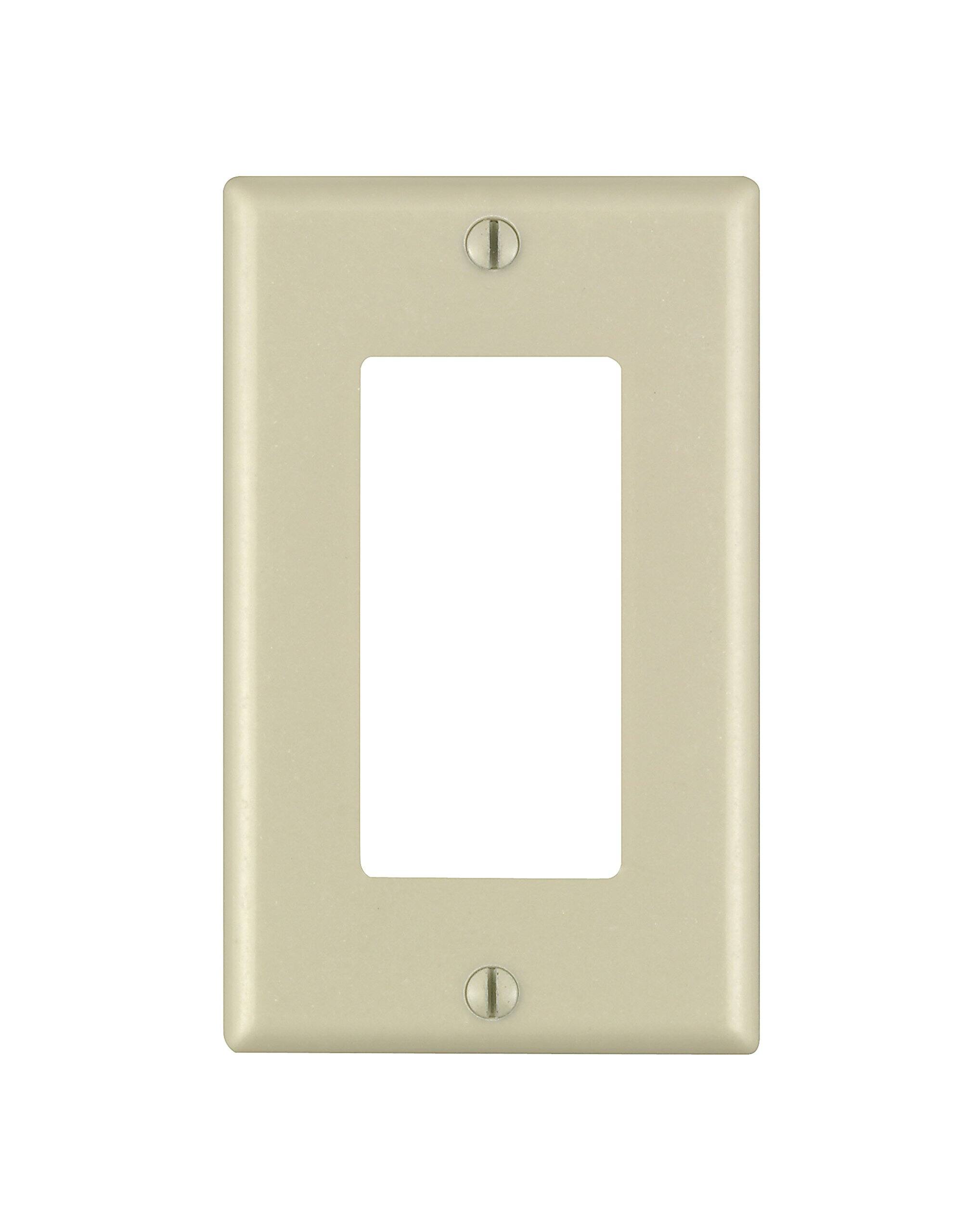 Front. Leviton - Leviton Decora Ivory 1 gang Thermoset Plastic Decorator Wall Plate 10 pk - Ivory.