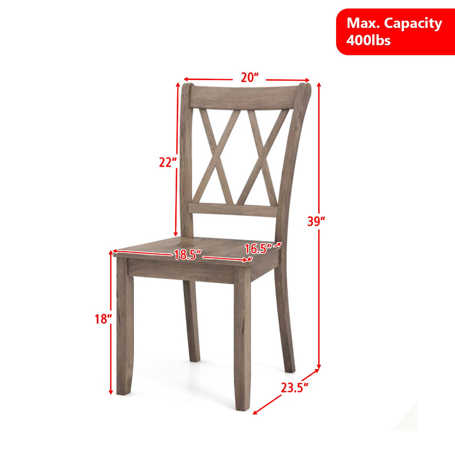 Max. Capacity 400lbs  
20"  
22"  
39"  
18.5"  
16.5"  
18"  
23.5"