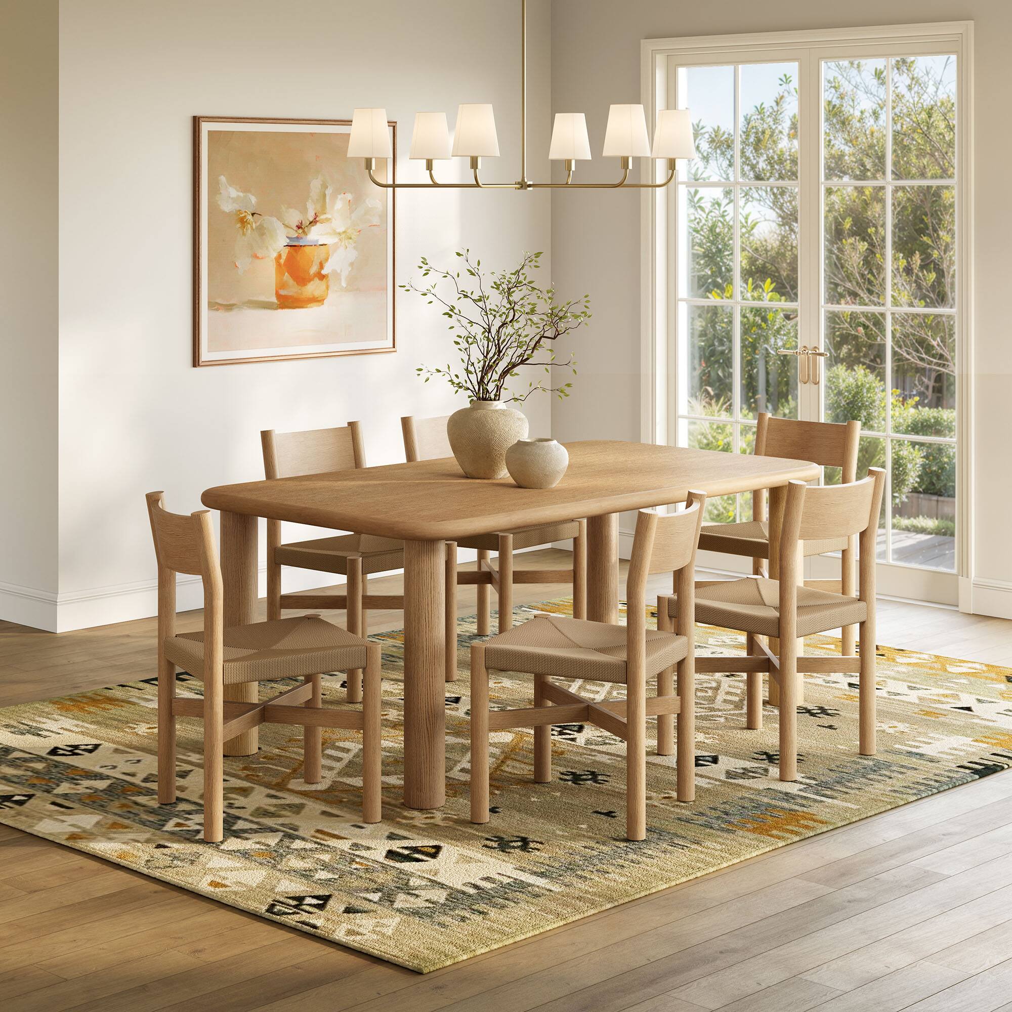 Alt View 2. Modway - Alvia 7-Piece Wood Dining Table and Chairs Set by Modway - Weathered Oak.