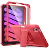 Front. DTTO - Shockproof Case for iPad mini 7 (A17 Pro) 2024 / iPad mini 6 2021 8.3 Inch, Built-in Screen Protector and Pencil Holder - Red.