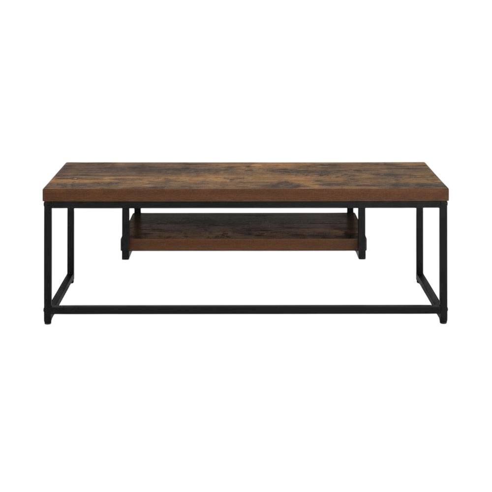 Alt View 3. FurniFact - Weathered Oak and Black Metal TV Stand with Storage Compartments - White.