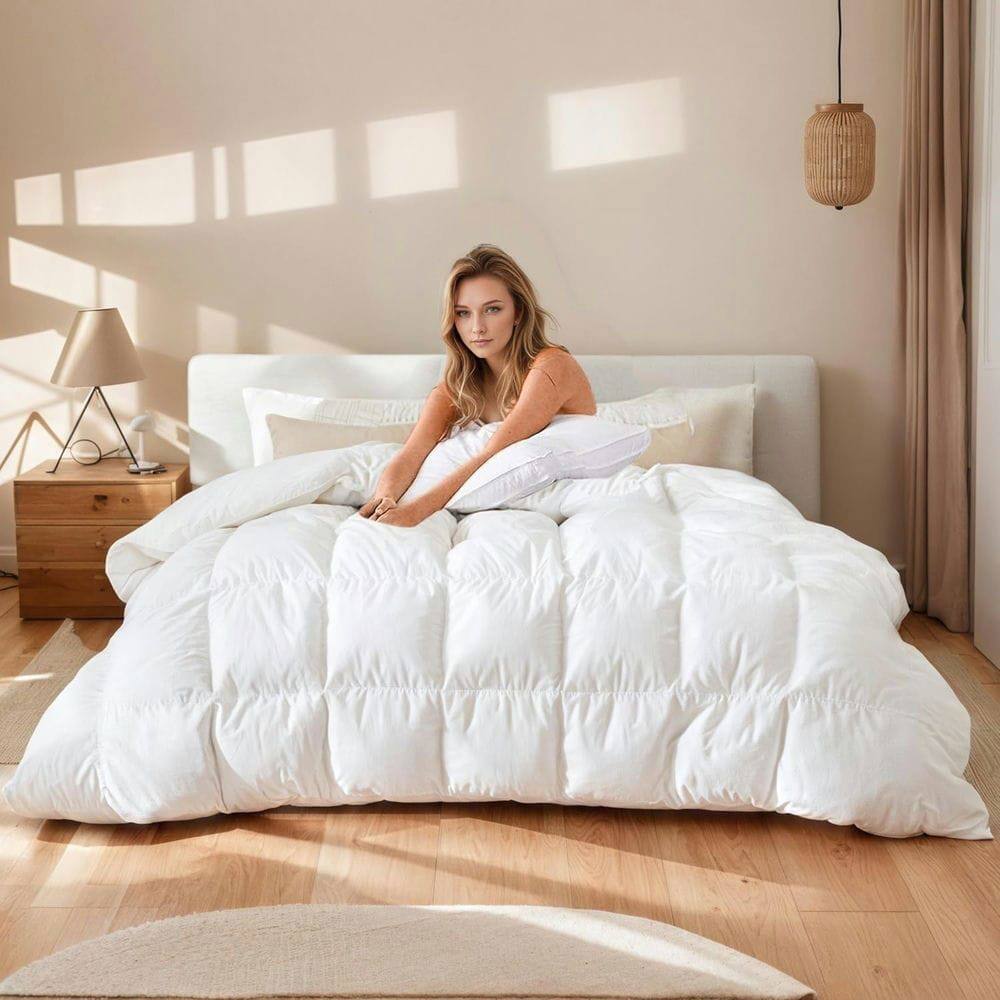 Alt View 4. Resenkos - Goose Down Comforter King Size, Fluffy and Warm Duvet Insert, Dimensional Design with No Shifting, 106 x 90 Inch, White - White.