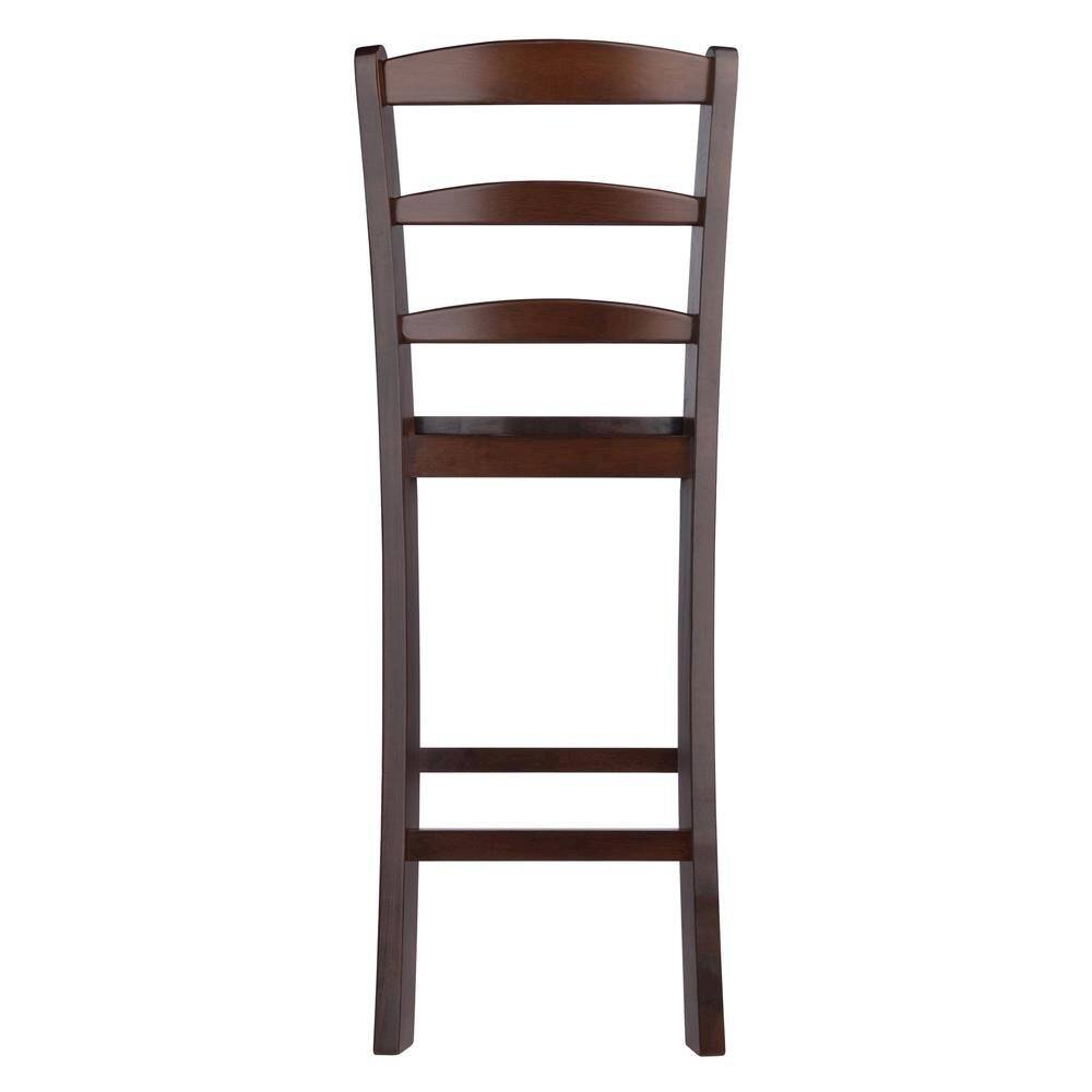 Back. FurniFact - 2-Pc 24" Ladder Back Counter Stools - Walnut.