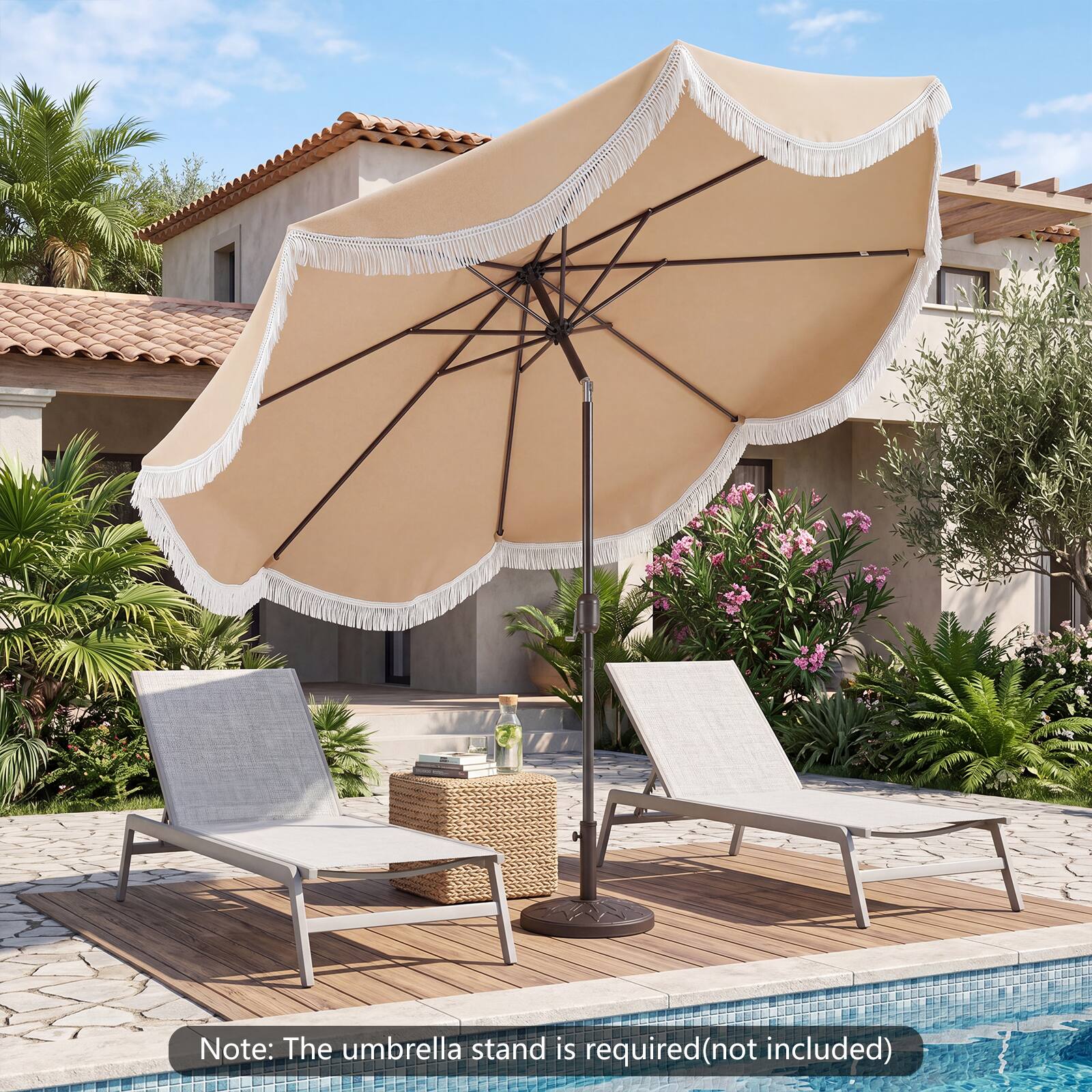 Note: The umbrella stand is required (not included)