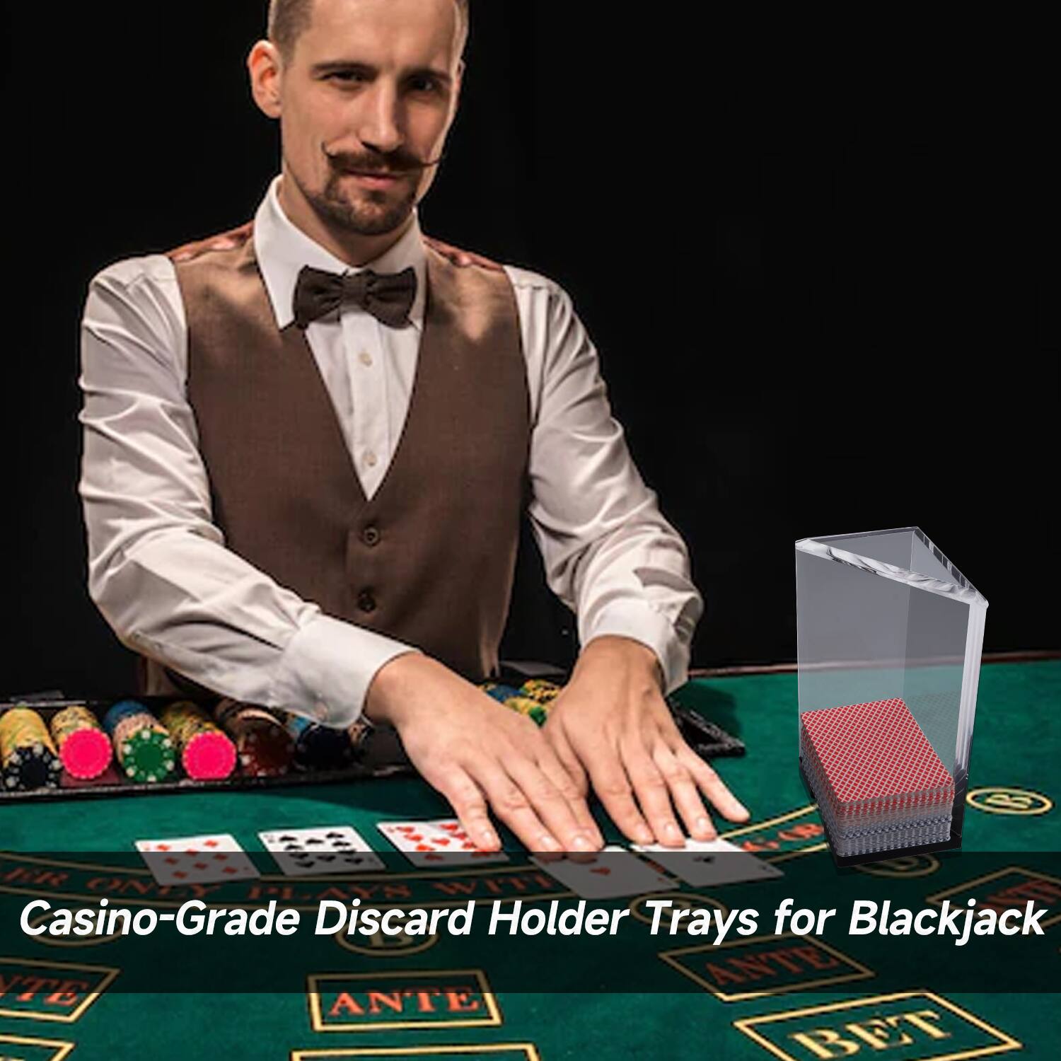 B 64 Kne ONE WITI PLAYS Casino-Grade Discard Holder Trays for Blackjack TE ANTE ANIE - BET