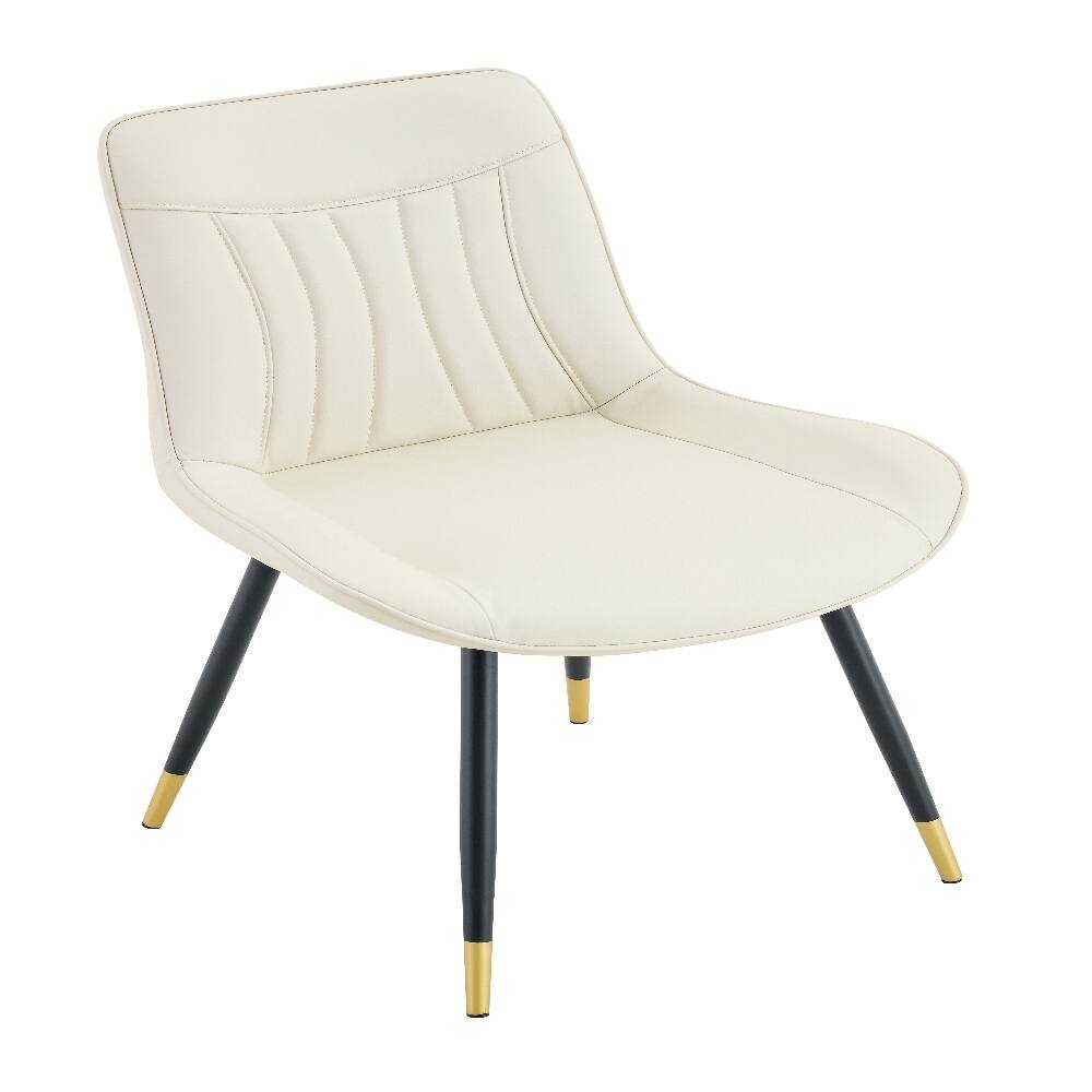 Alt View 10. Loheer - Loheer White Dining Chairs Set of 2 Tech Fabric Upholstered High Back Modern Chairs with Black Metal Legs Gold Trim - White.
