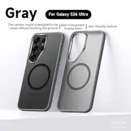 Dteck - Frosted Semi-transparent Shockproof Magnetic Phone Case For Samsung Galaxy S26 Ultra - Gray