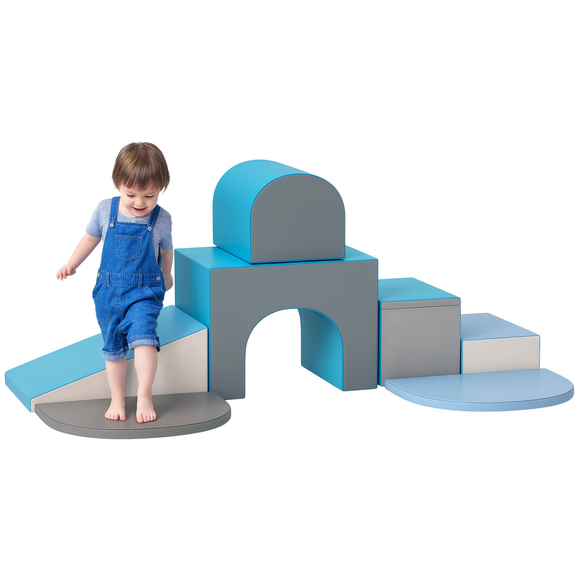 Front. Qaba - 7-Piece Baby Soft Play Equipment, Toddler Crawling Climber, Easy-to-Clean Surface, Climbing Toy.
