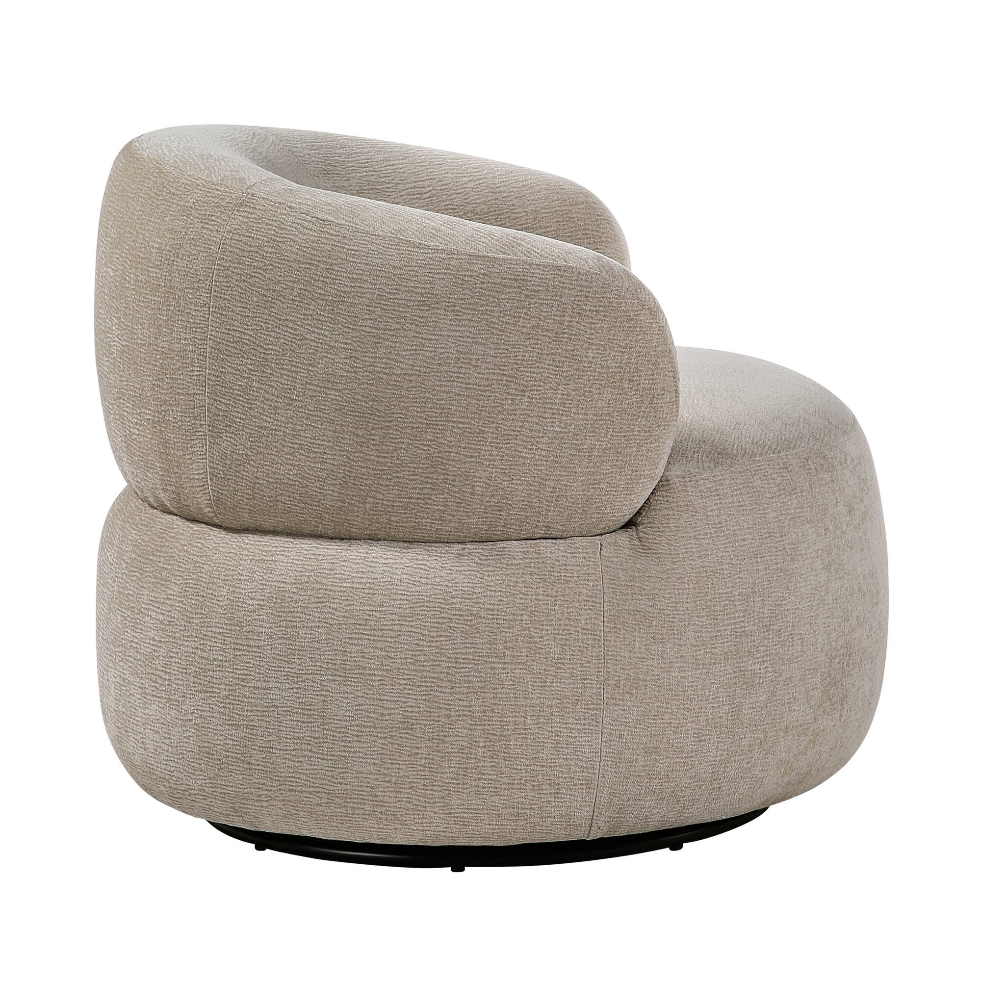 Alt View 3. Forest'nSky - Light Brown Modern Swivel Accent Chair, Round  Upholstered Barrel Chair with Plush Foam Cushion, Solid Wood Base - Light Brown.