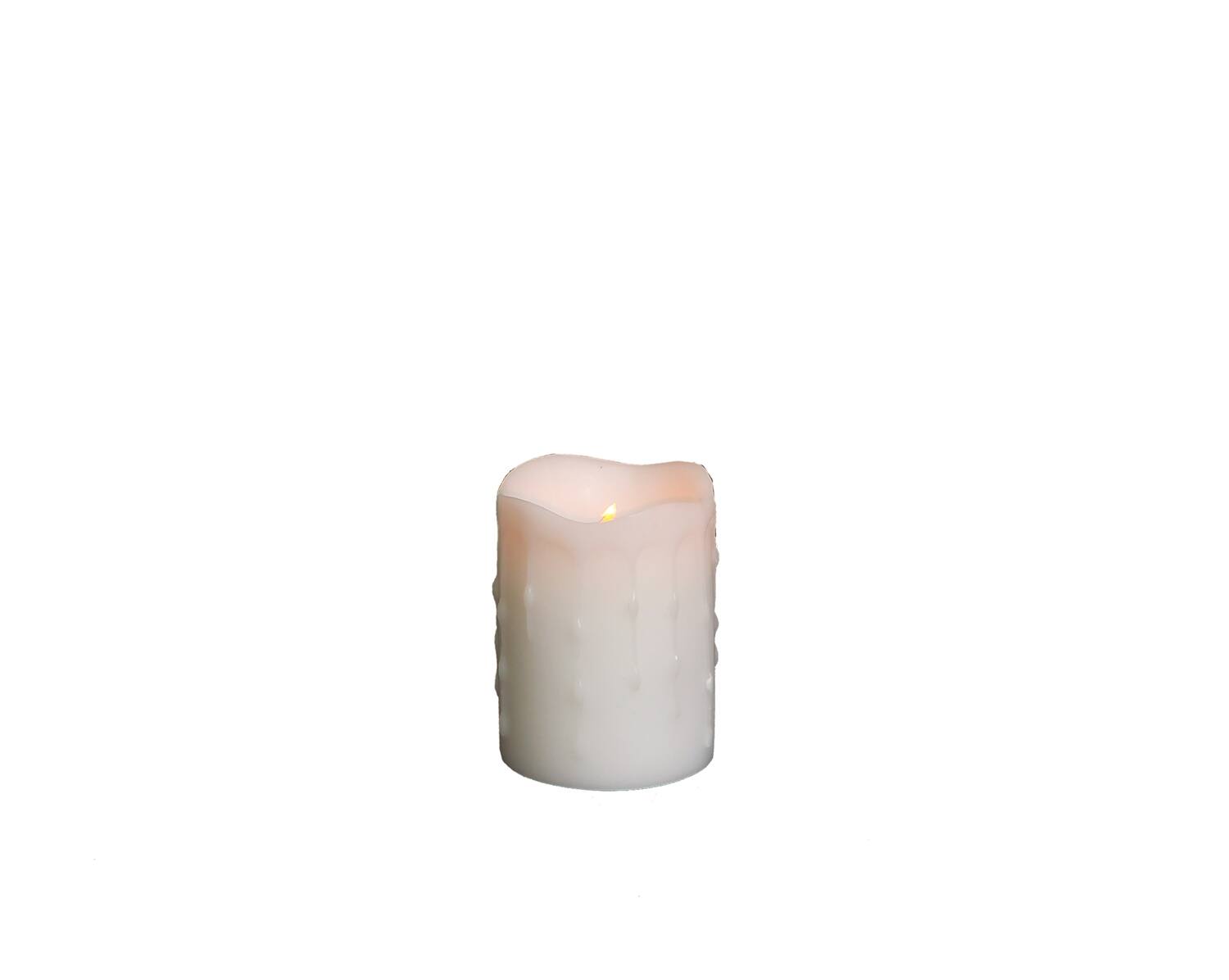 Angle. BreeBe - LED Dripping Wax Pillar Candles (Set of 4) - White.