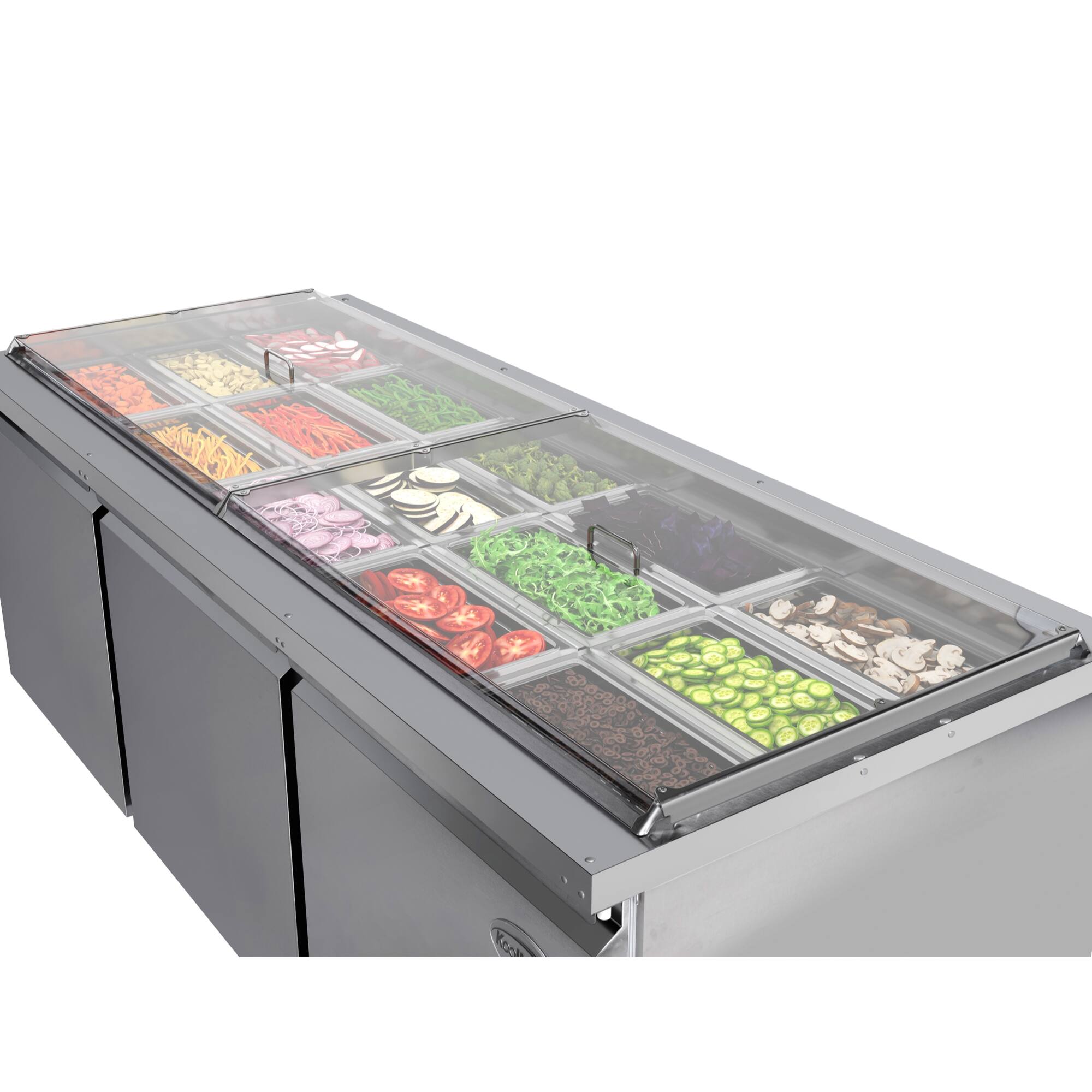 Back. Koolmore - 72 in.  Refrigerated Prep Station Cold Table, Stainless-Steel Refrigerator with 15-Pan (Not Included) Capacity - Stainless-Steel.