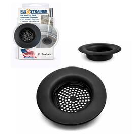 Flex Strainer - Sink Drain Strainer with Optional Stopper, No Center Stem, Fits 3½” Drains – 1PK - Black
