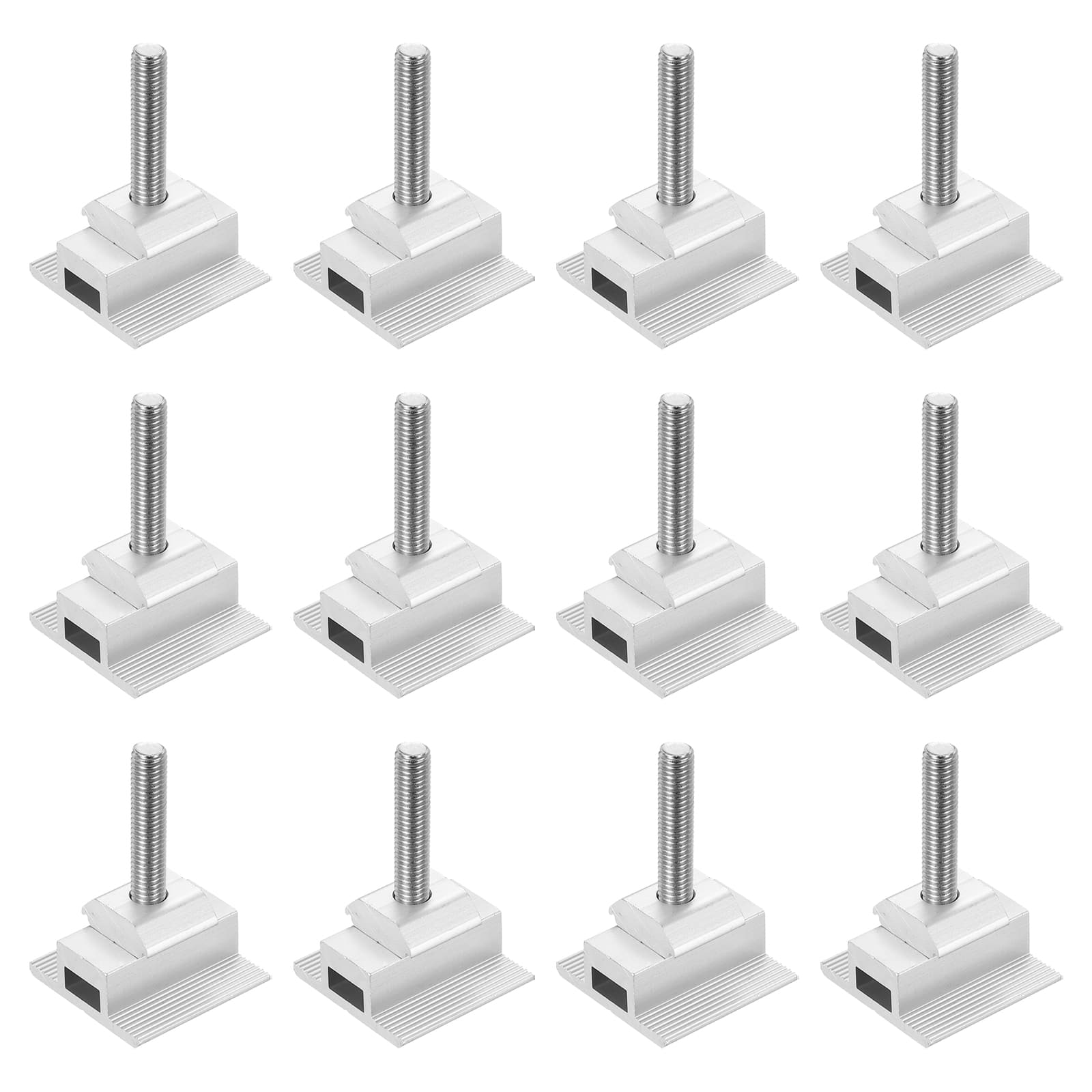 Unique Bargains - Adjustable Solar End Clamp Solar Panel Mount Bracket Roof Mounting Clamps Aluminum System Install Accessories 45mm 12pcs - White