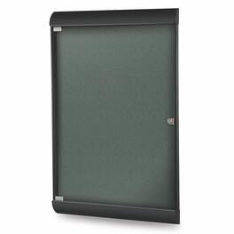 Ghent - Silhouette 1 Door Enclosed Vinyl Bulletin Board with Black Frame, 4'H x 2'W, Ebony