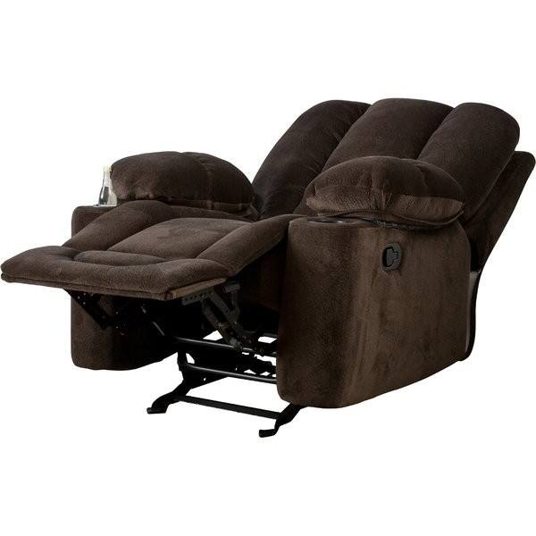 Left. SlickBlue - Classic Manual Recliner Sofa Chair – Upholstered Comfort with 2 Cup Holders and Footrest - Brown.