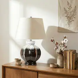 partphoner - Rustic Ceramic Table Lamp - Brown-White