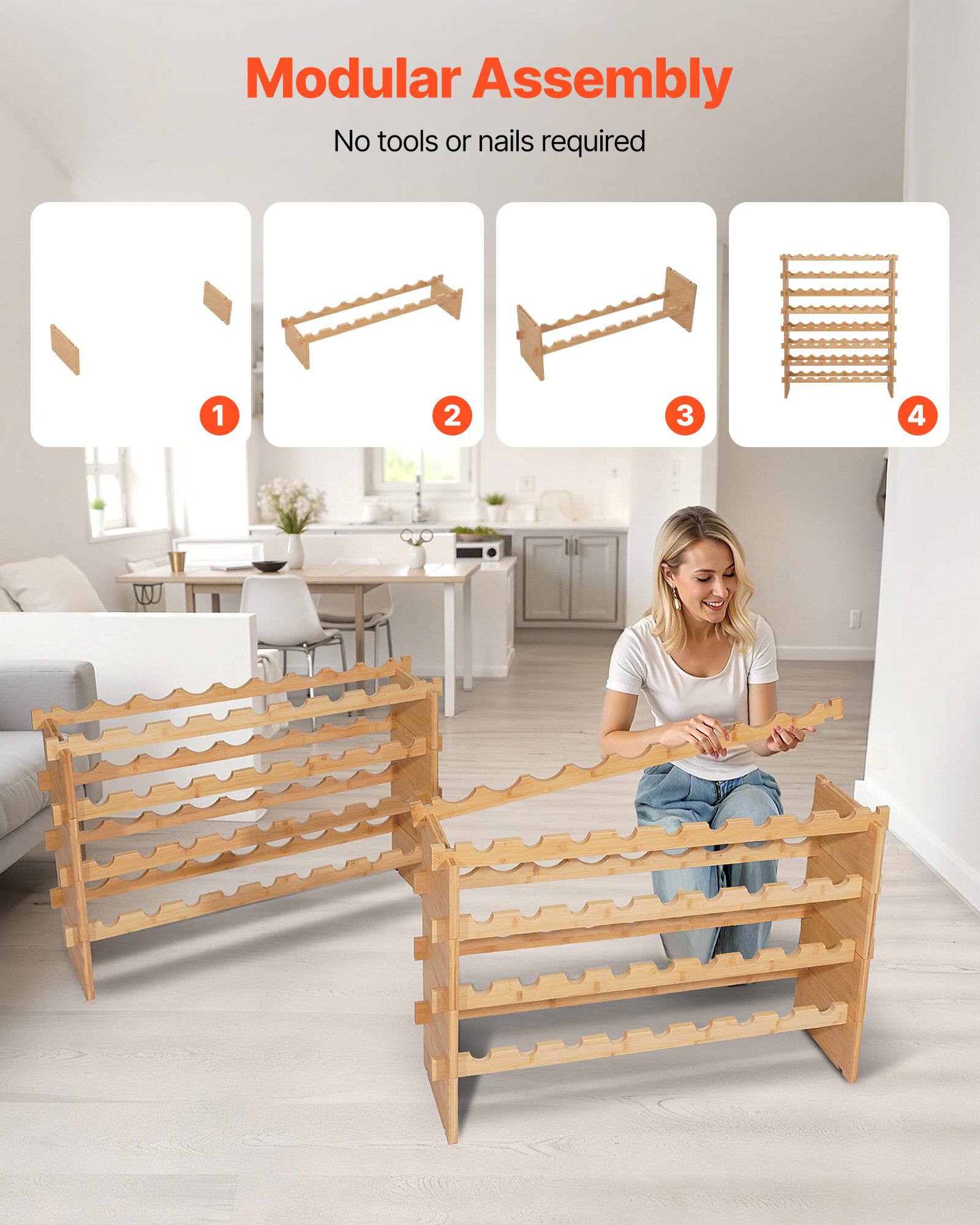 Modular Assembly  
No tools or nails required  

1  
2  
3  
4