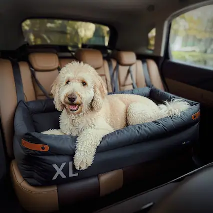 Front. PawsPik - PawsPik Ultra Large Premium 2-in-1 Car Seat & Convertible Travel Dog Bed, Black - Black.