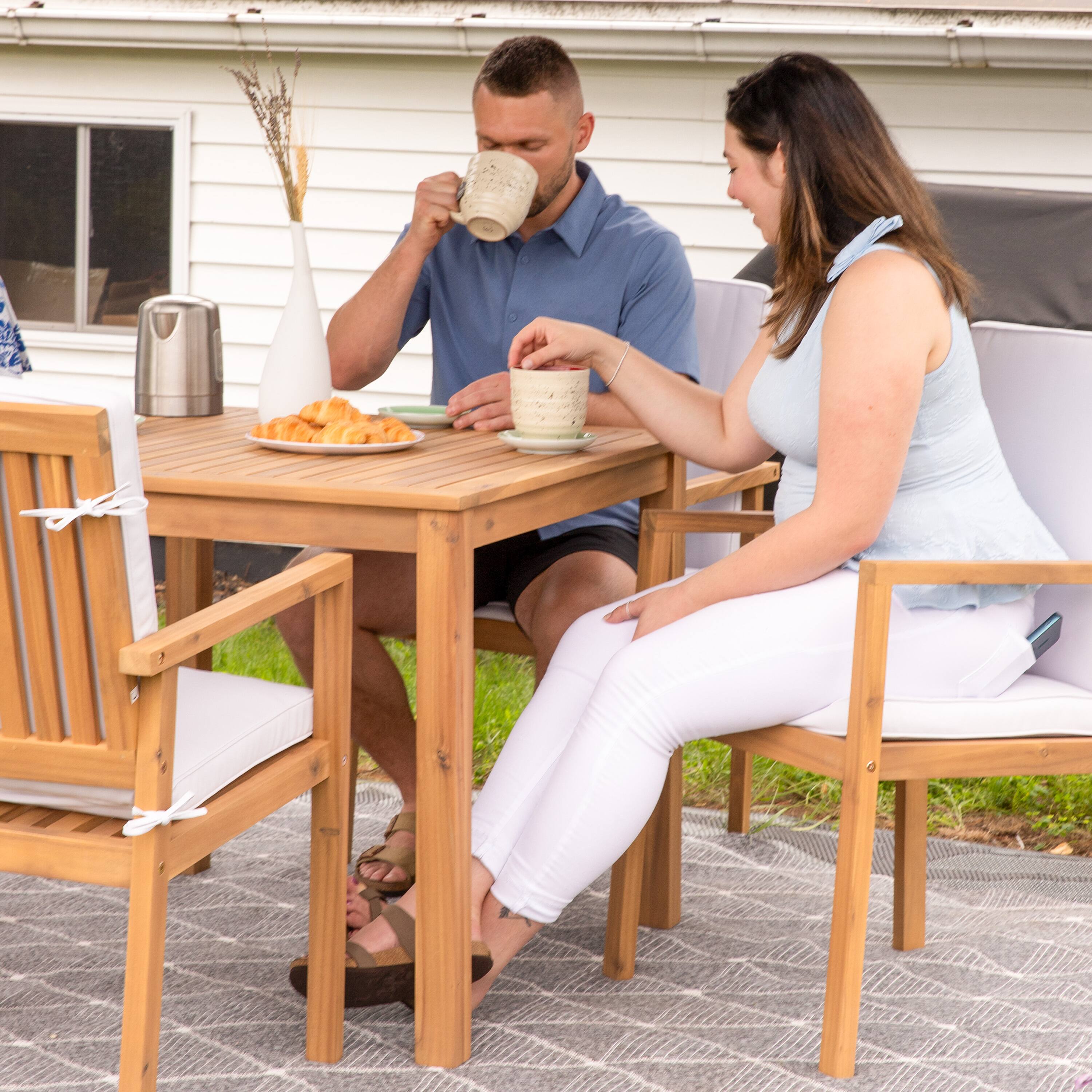 Alt View 7. Sunnydaze - Rodanthe Acacia Wood Outdoor Dining Table - Brown.