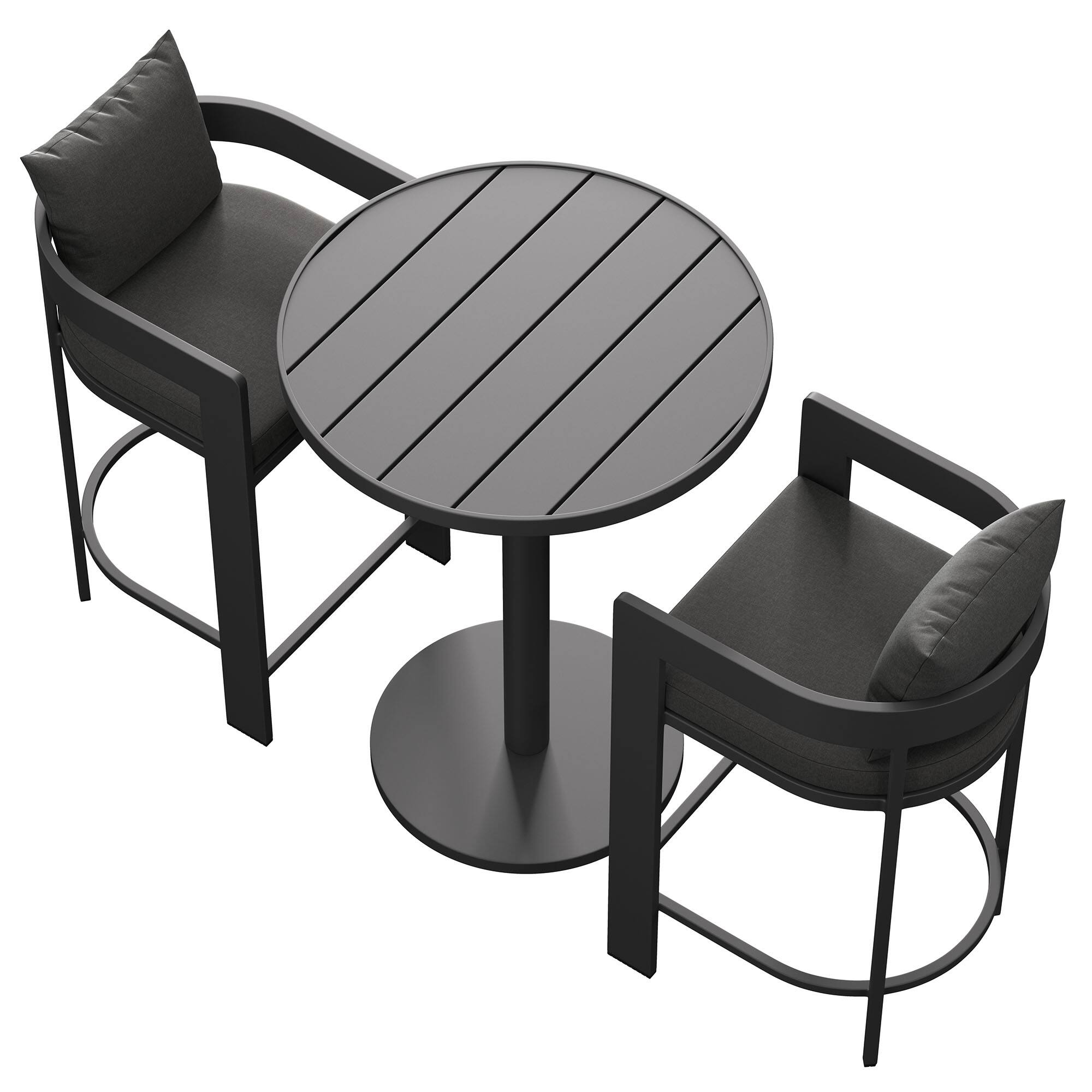 Alt View 1. Modway - Tahoe 3-Piece Outdoor Patio Aluminum Bar Set - Charcoal.
