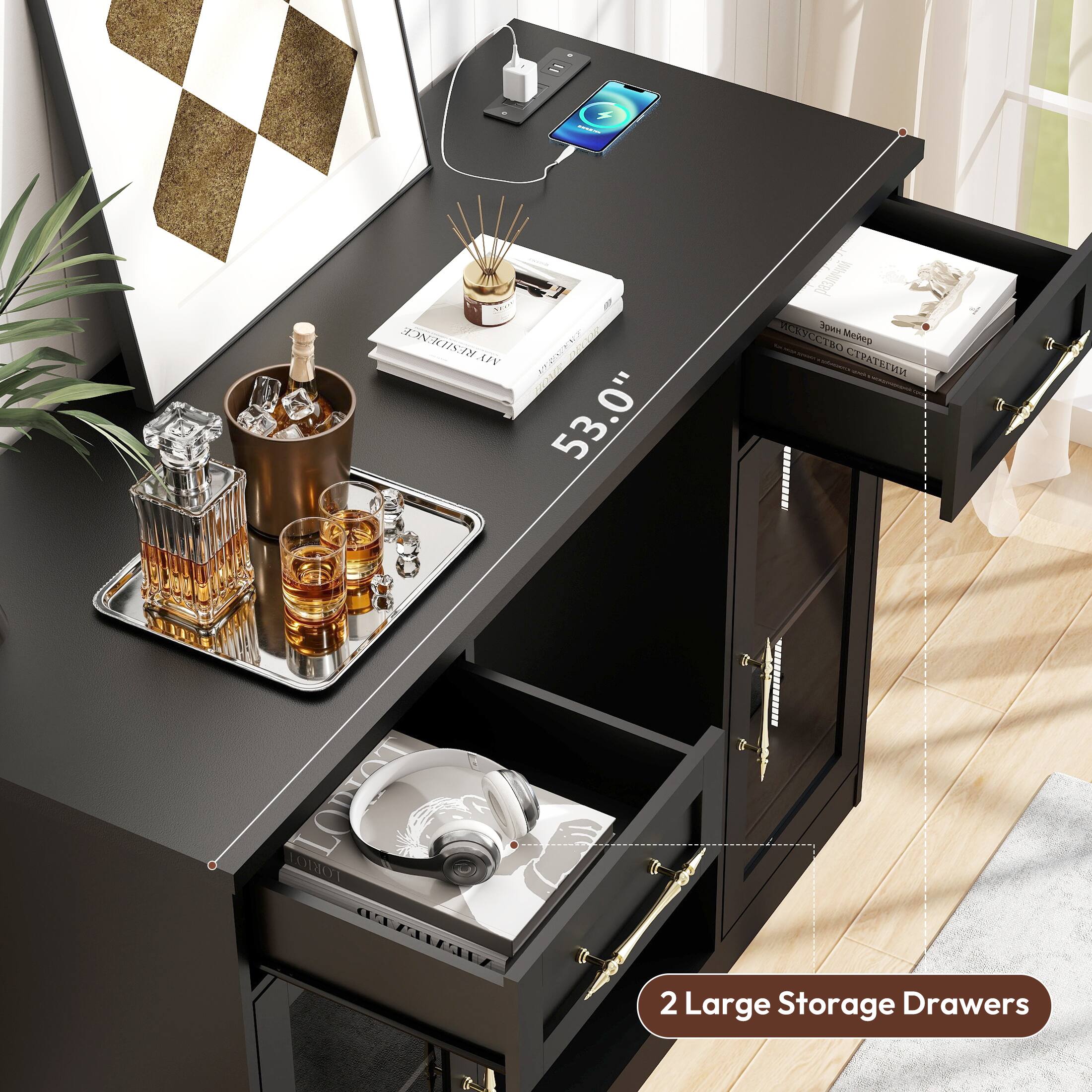 JONTOISGN UV EAUENE 53.0" EE Mee - 2 Large Storage Drawers