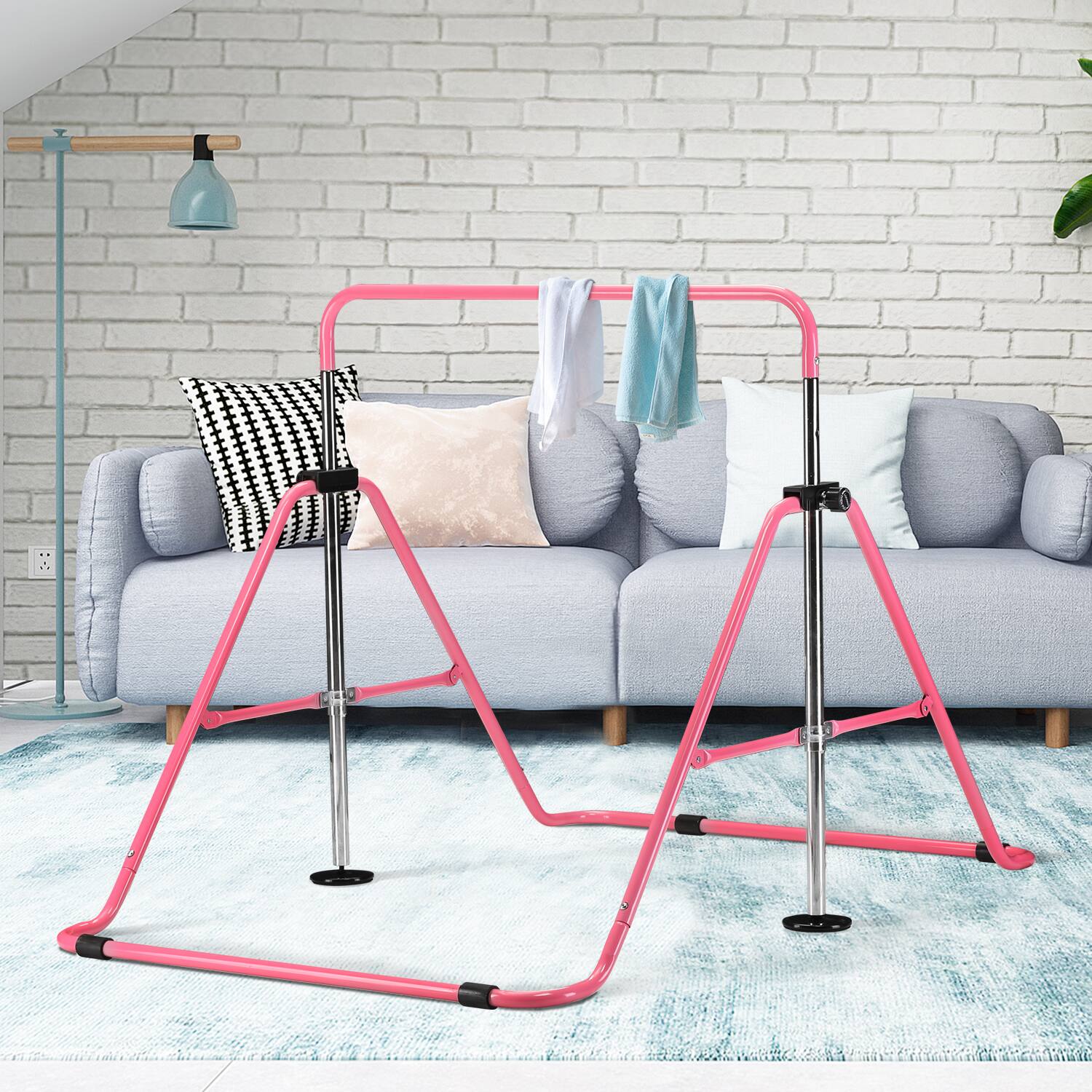 Left. Ainfox - Ainfox Gymnastics Bar Gymnastic Equipment Adjustable Height Gymnastic Training Bar for 3-7 Years Old - pink.