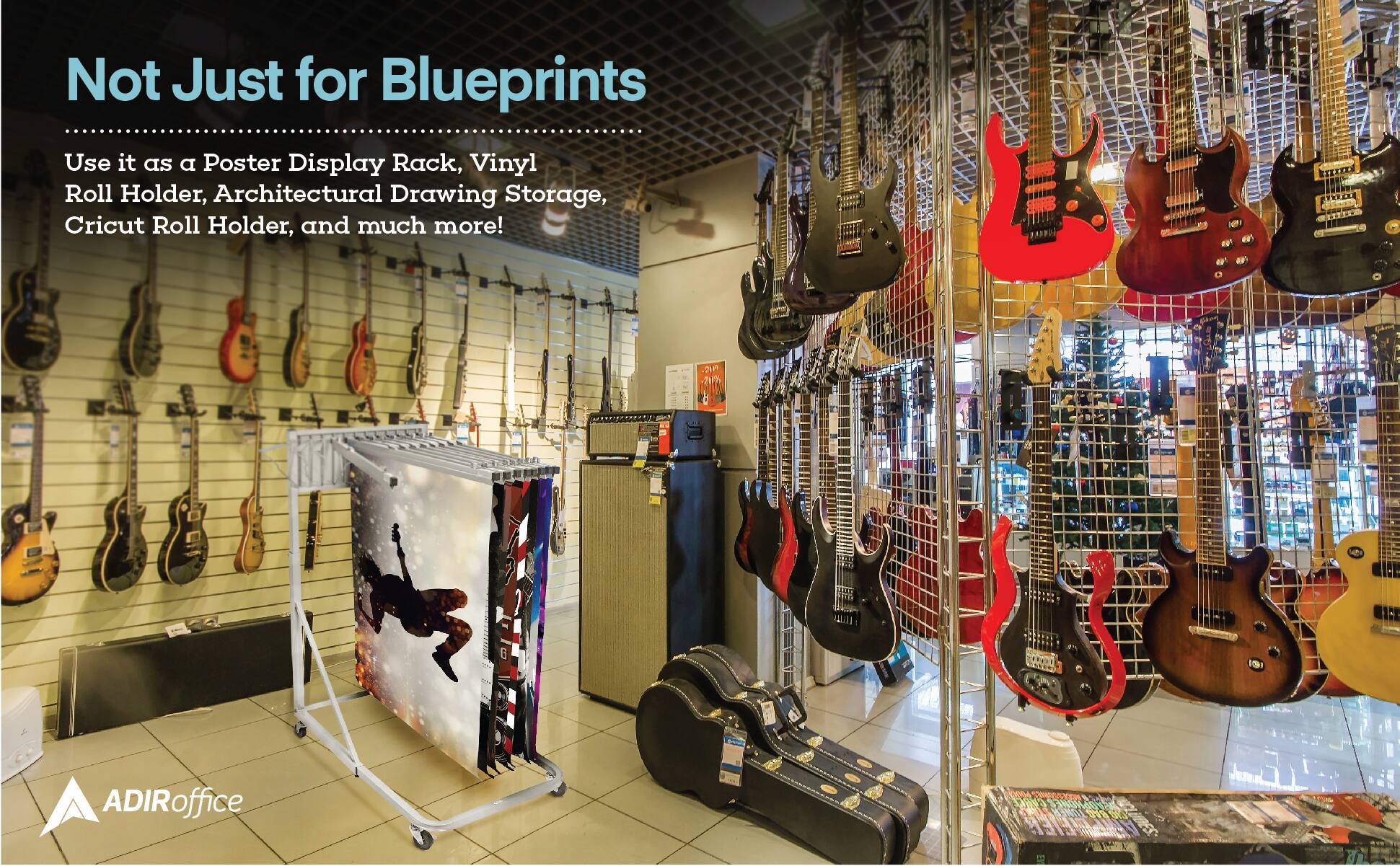 Not Just for Blueprints
Use it as a Poster Display Rack, Vinyl Roll Holder, Architectural Drawing Storage, Cricut Roll Holder, and much more!
ADIRoffice