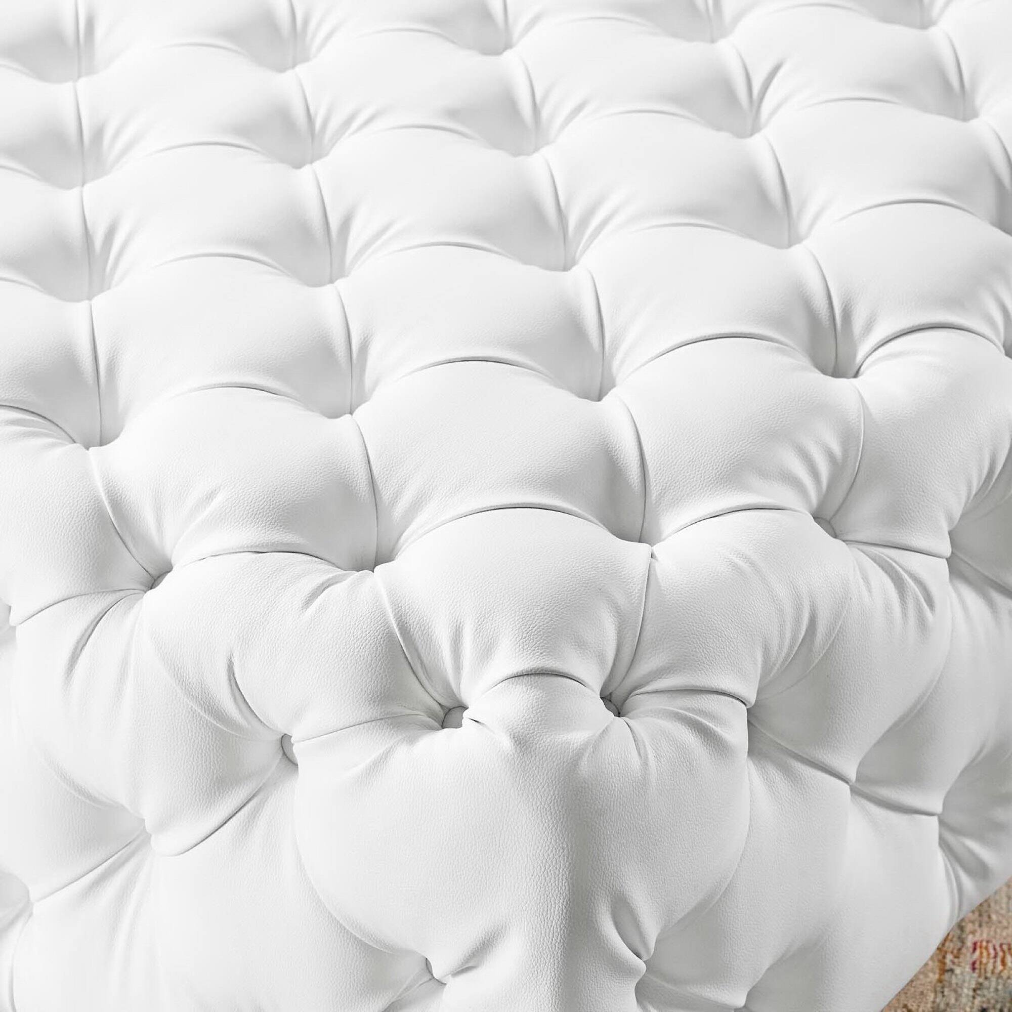 Left. Modway - Amour Tufted Button Large Square Faux Leather Ottoman by Modway - EEI-3773-WHI.