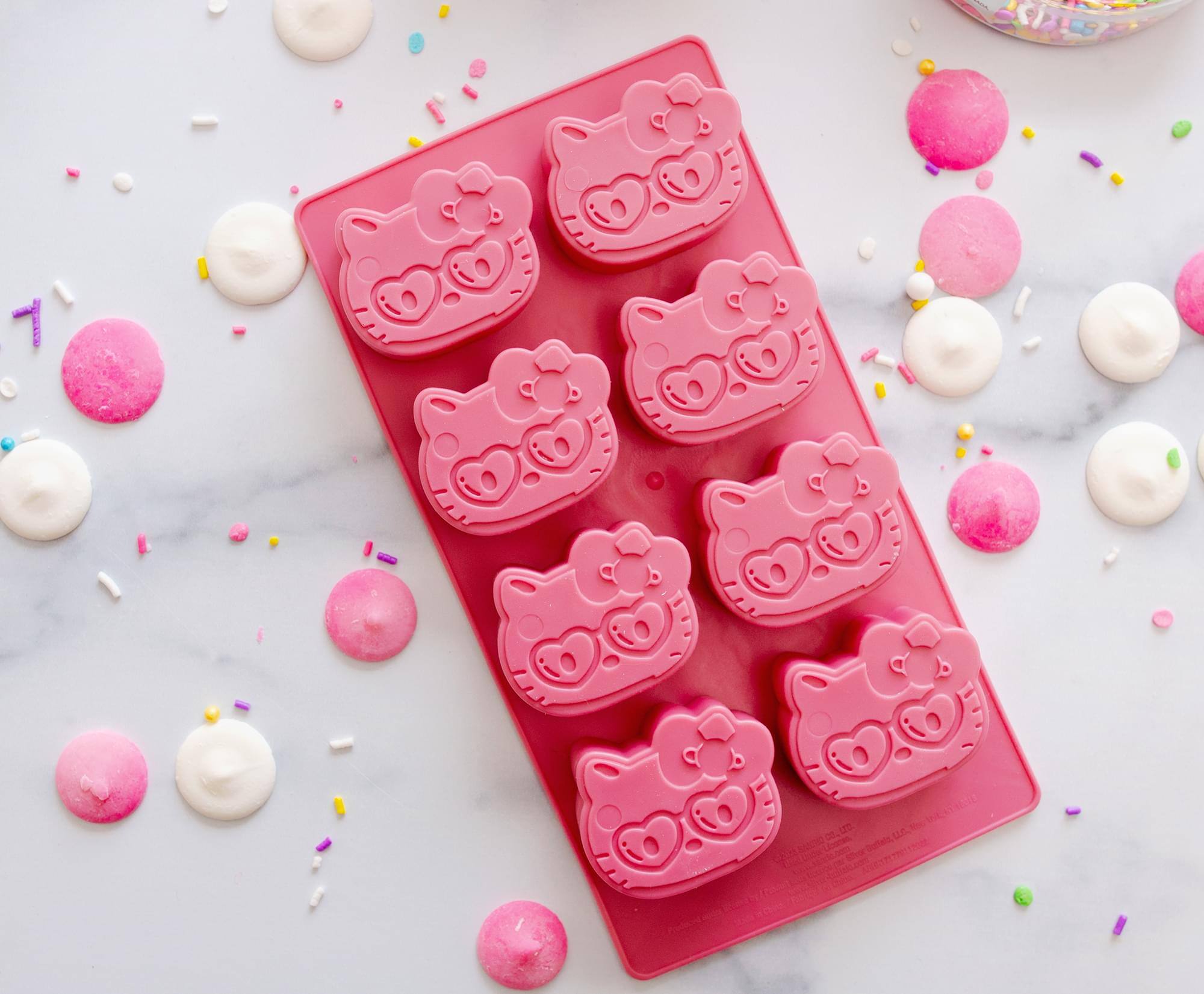 Alt View 2. Silver Buffalo - Sanrio Hello Kitty Hearts Silicone Ice Cube Tray | Makes 8 Cubes - Pink.