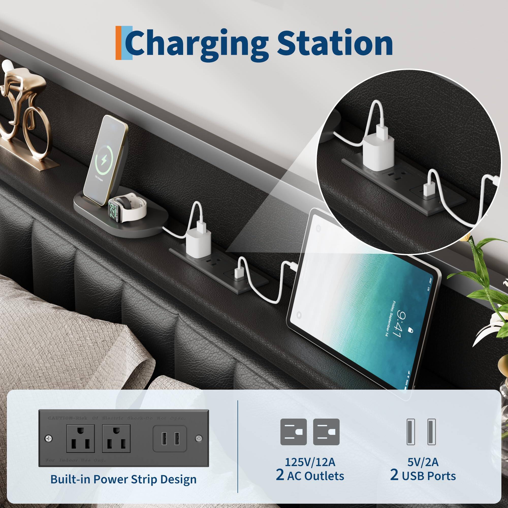 Charging Station

Built-in Power Strip Design

125V/12A 2 AC Outlets

5V/2A 2 USB Ports