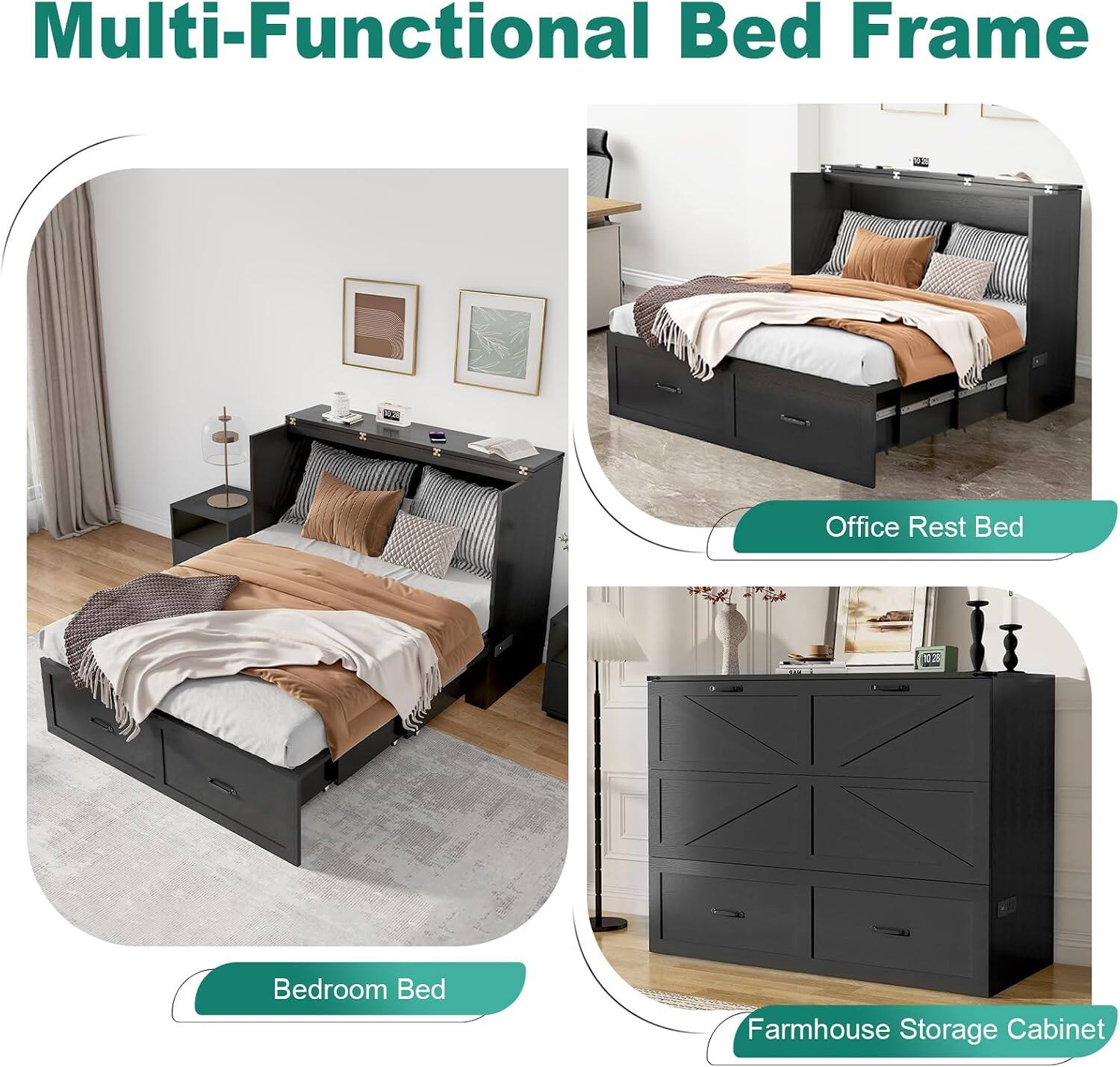 Multi-Functional Bed Frame

- Office Rest Bed
- Bedroom Bed
- Farmhouse Storage Cabinet